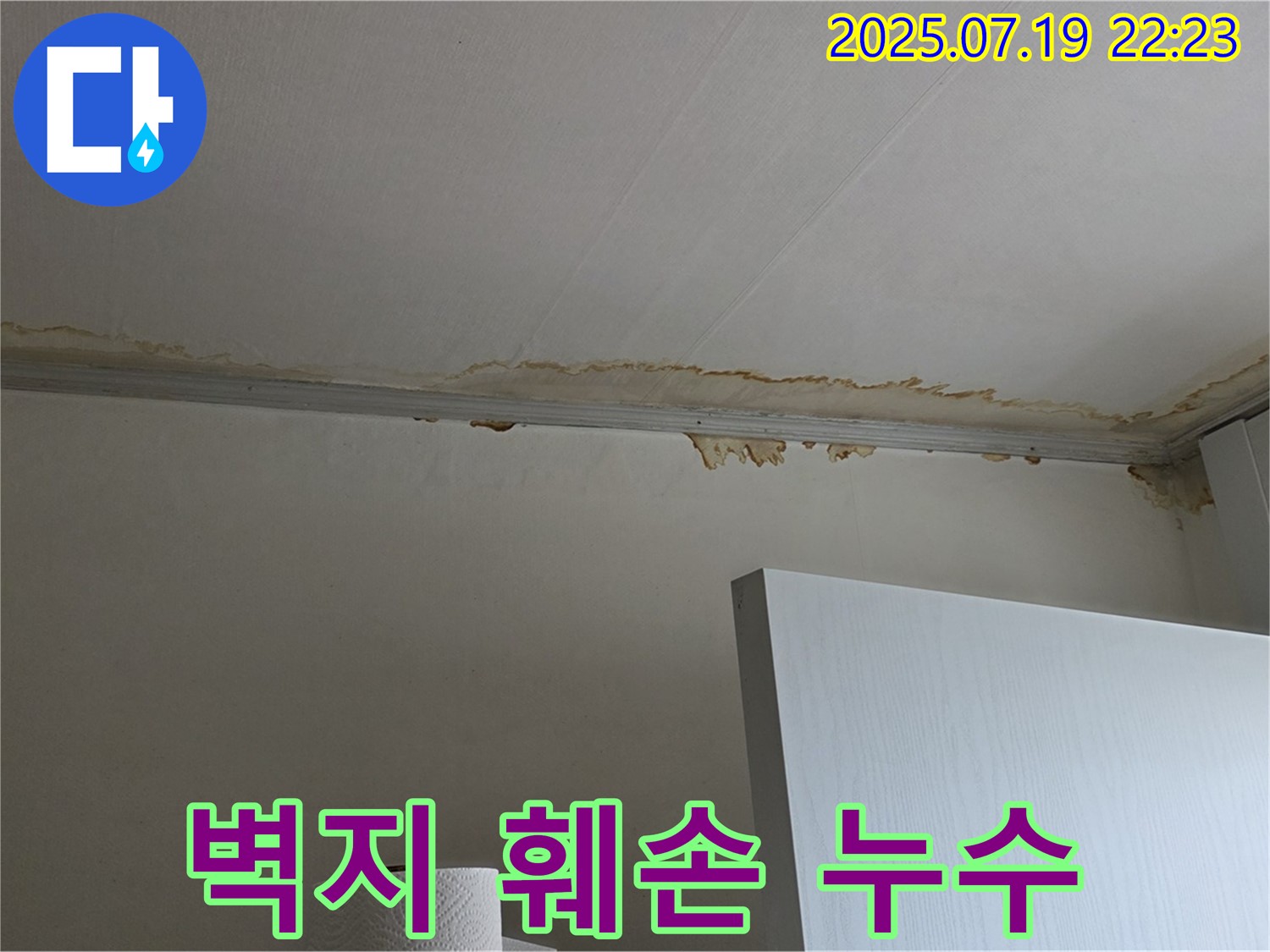 사릉로 천장 누수 - 벽지 훼손과 누수 자국