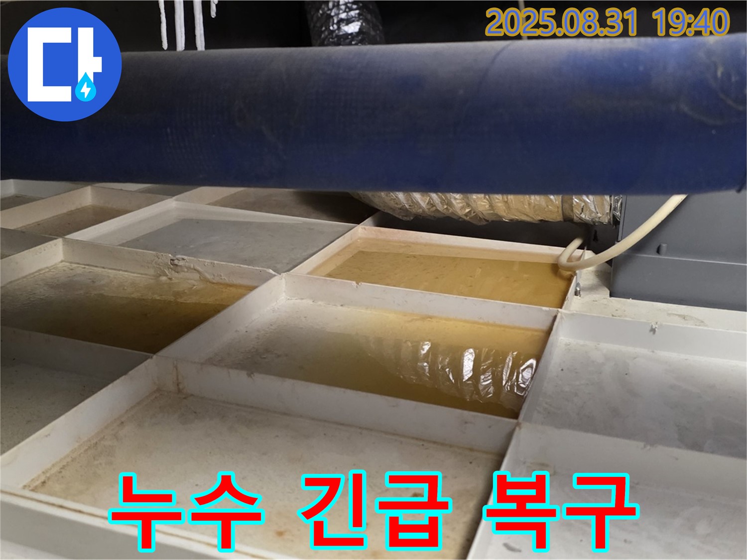 누수 복구 - 트레이 물 제거 후 점검