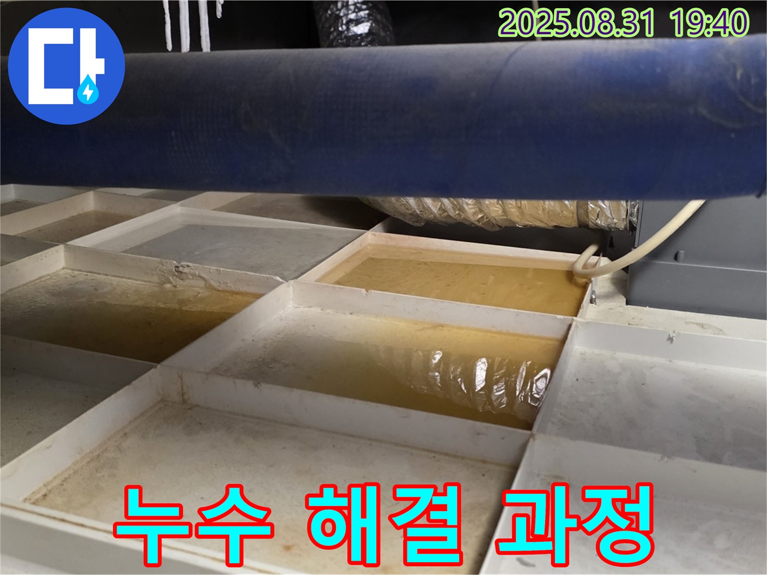 누수 해결 - 트레이 물 제거 및 점검