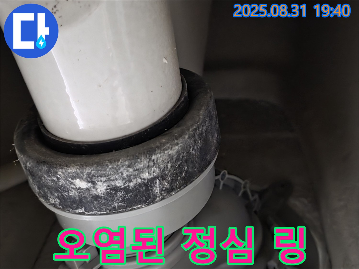 변기 정심 링 - 오염 확인 - 누수 의심