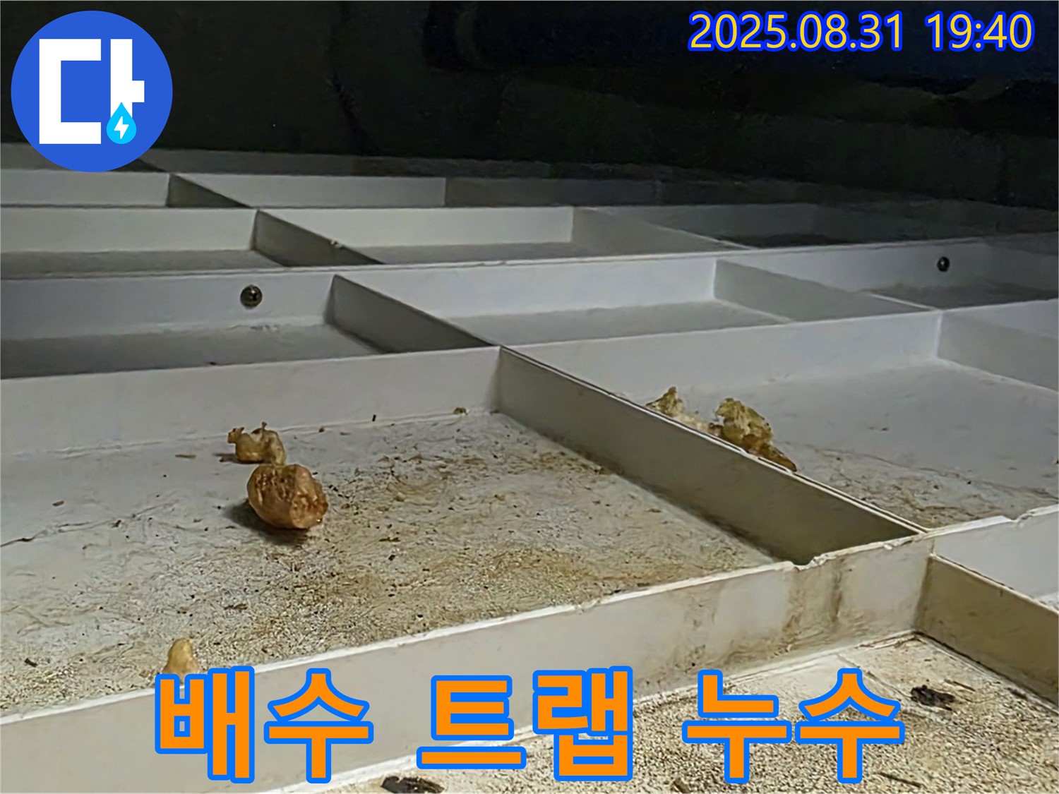 분당구 산운로 천장 누수 - 배수 트랩에서 누수 발생