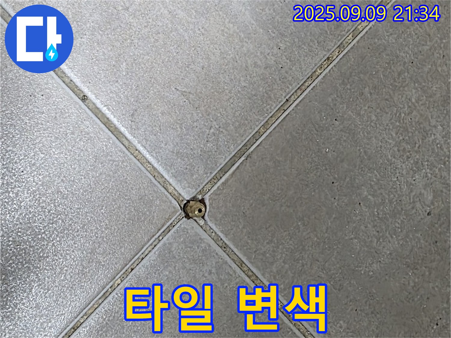 타일 접합부 누수 - 타일 변색