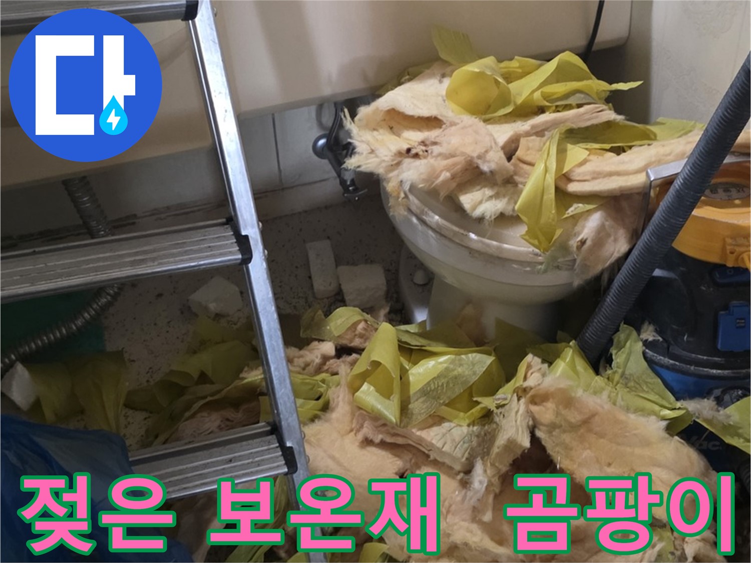 은평구 신사동 누수 현장 - 젖은 보온재와 곰팡이 포자 확산 위험