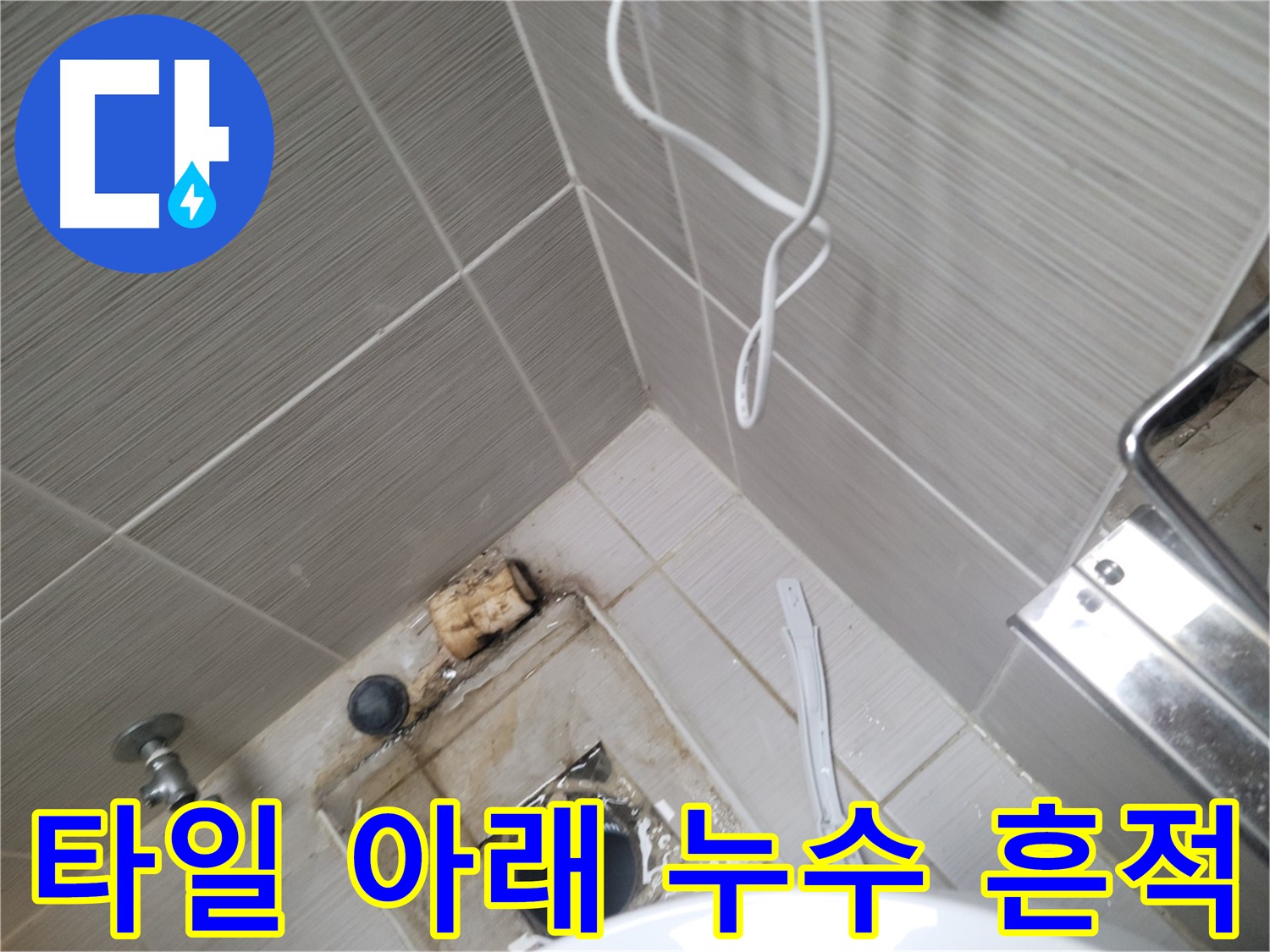 화장실 바닥 타일 아래 - 누수 흔적