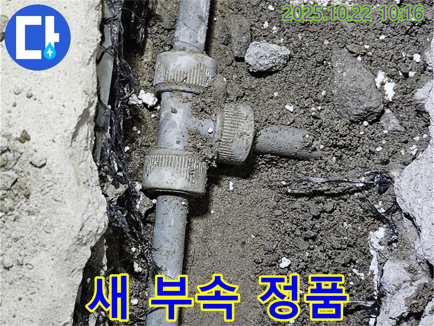 새 배관 부속 준비 - 정품 확인
