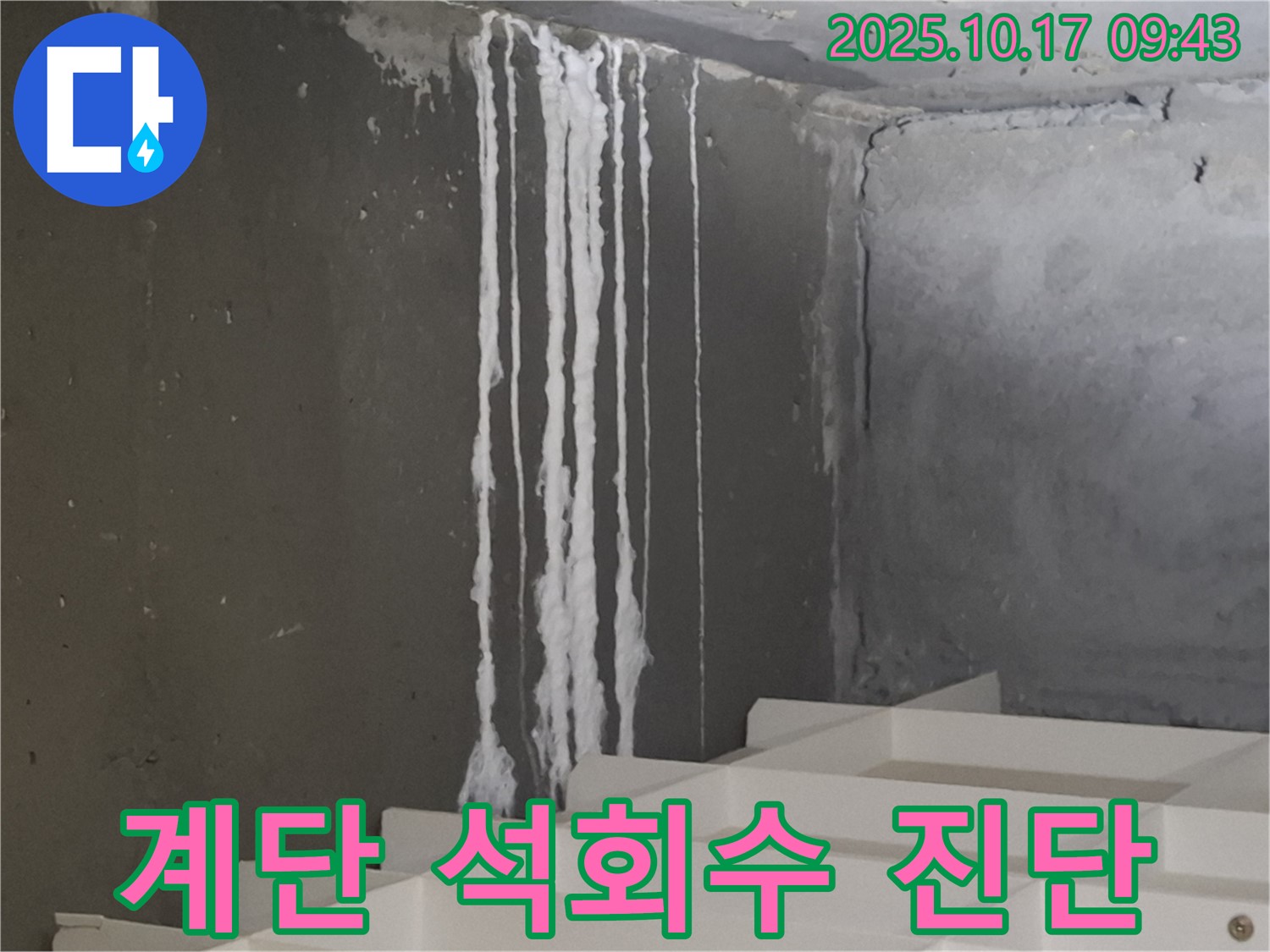 분당 봇들마을2단지 아파트 계단 석회수 누수 - 누수 진단