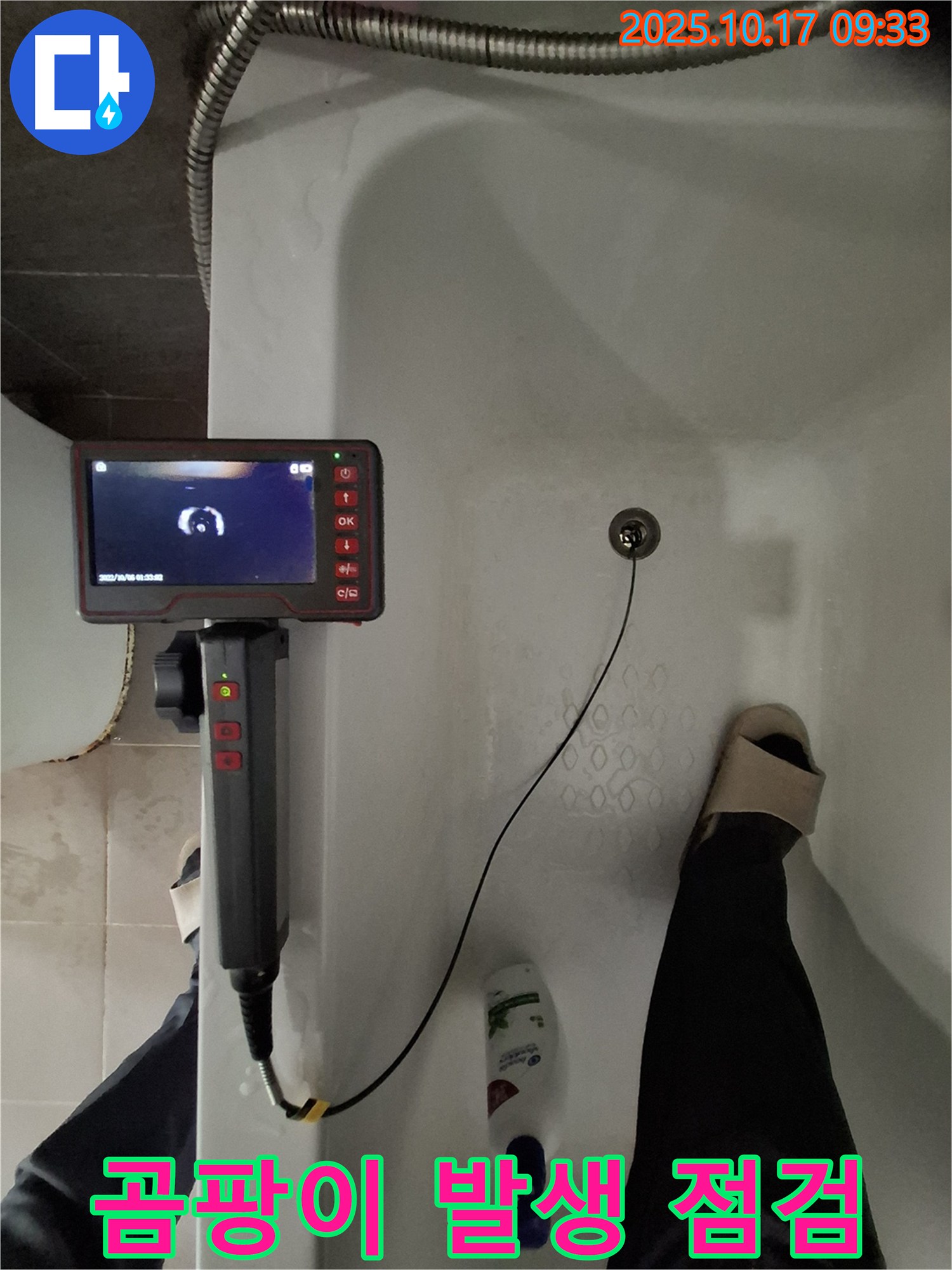 욕조 배수구 - 곰팡이 발생 가능성 내시경