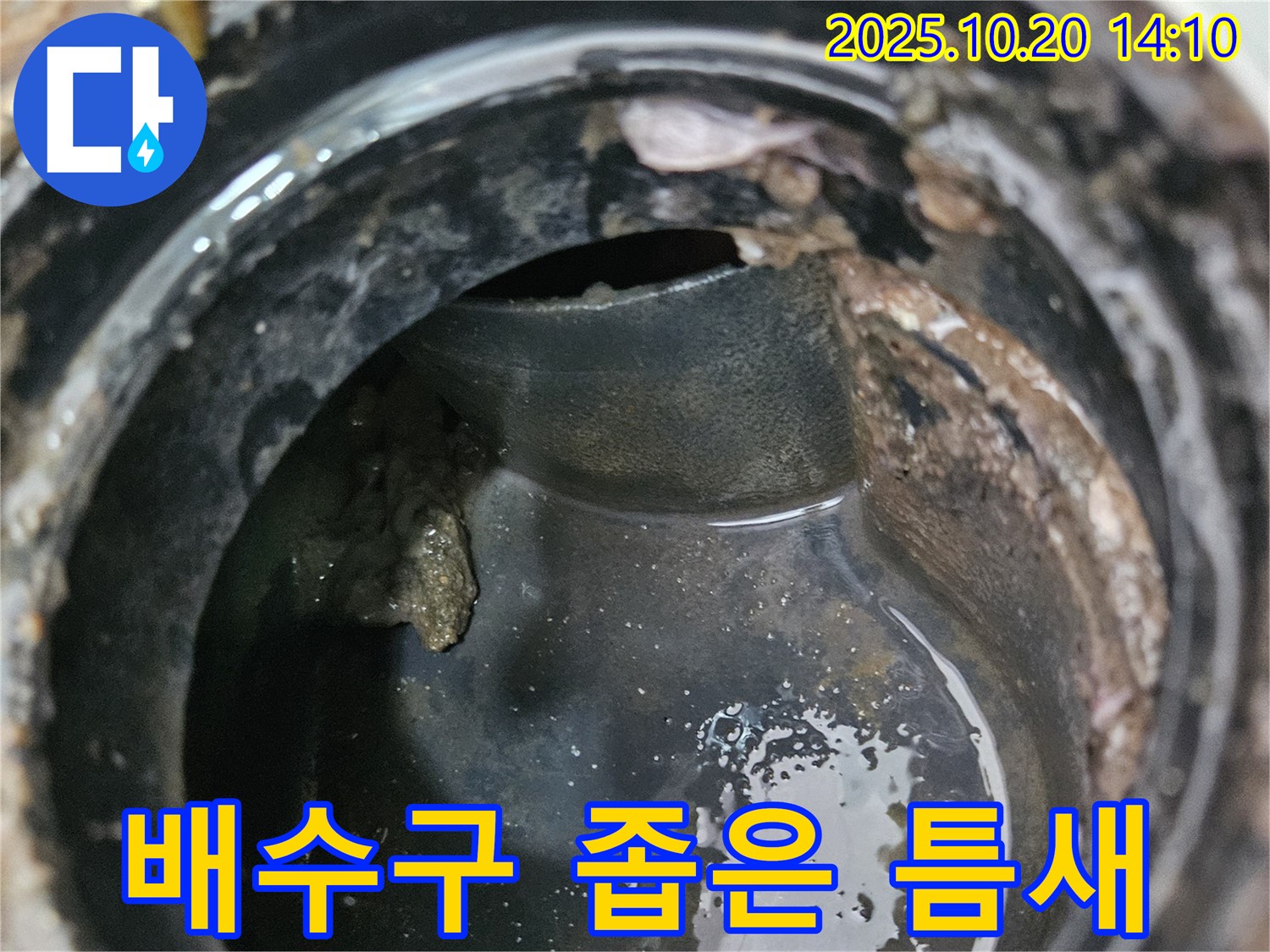 배수구 좁은 틈새 - 누수의 시작점