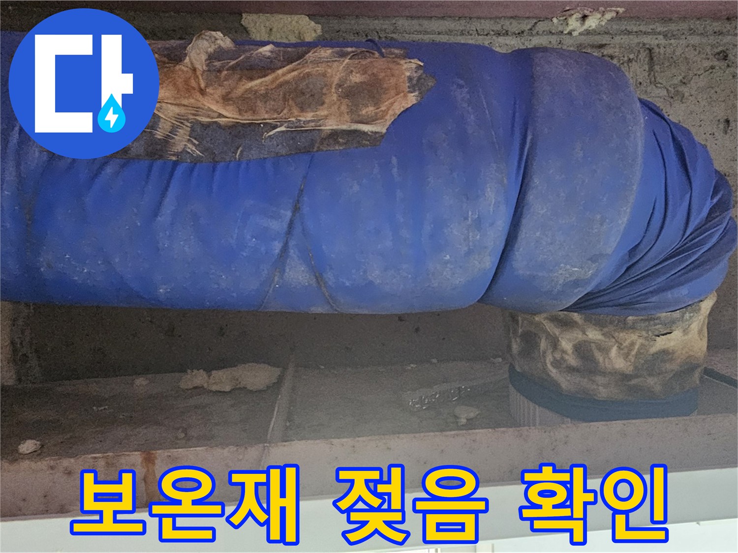 신정동 배관 누수 - 젖은 보온재 상태 상세 점검