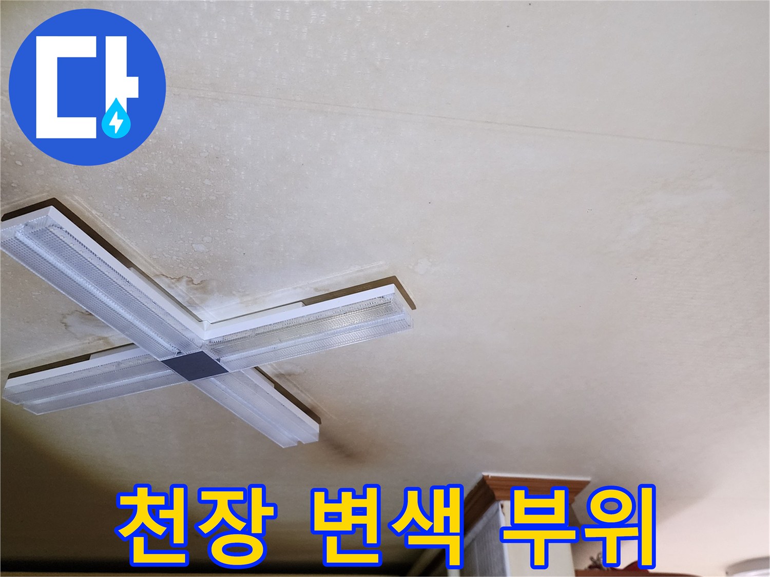 물샘-현상으로-얼룩진-천장-표면