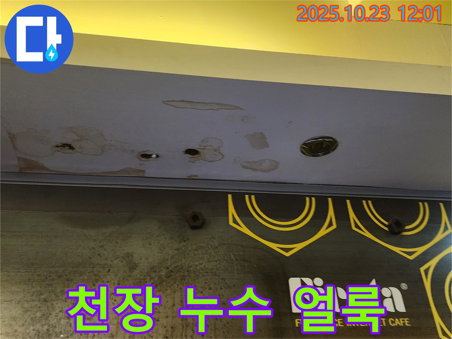 양주 하패리 - 상가 천장 누수 얼룩과 구멍 - 긴급 점검 필요