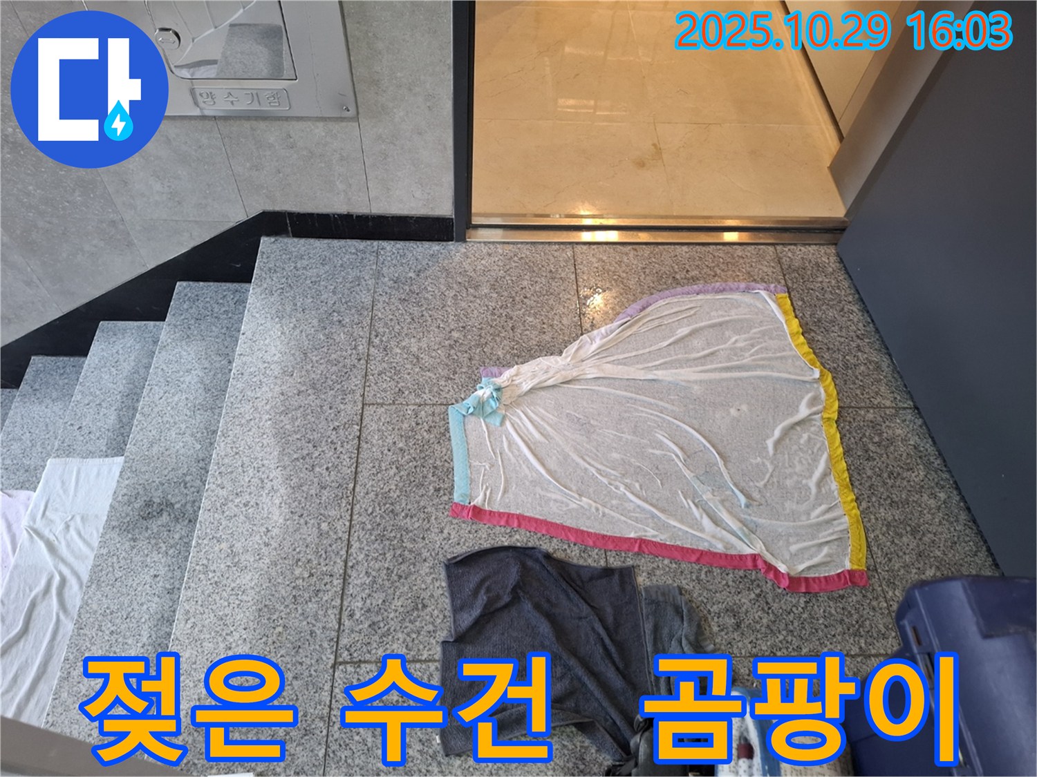 지축동 누수 현장 - 젖은 수건, 벽 곰팡이, 누수 심각