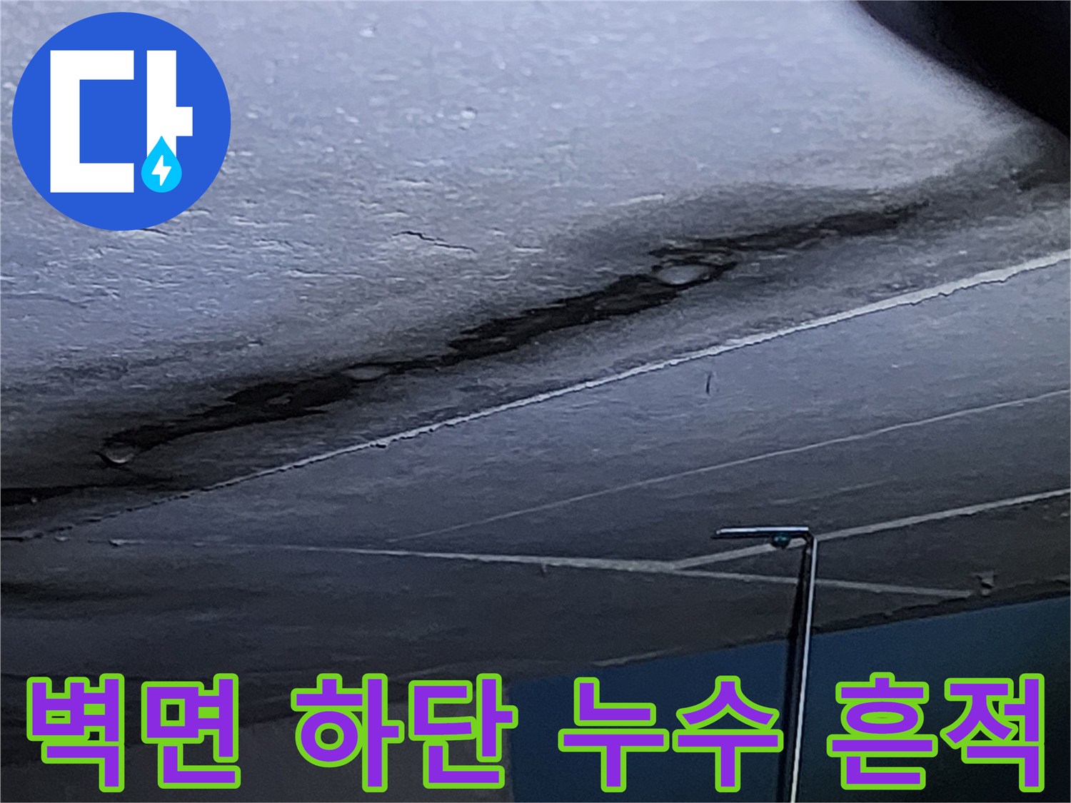 물에 의해 변색된 욕실 타일 경계선