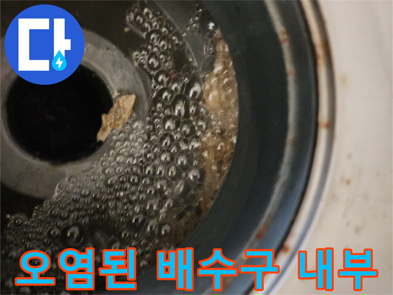 배수구-내부에-정체된-물과-거품