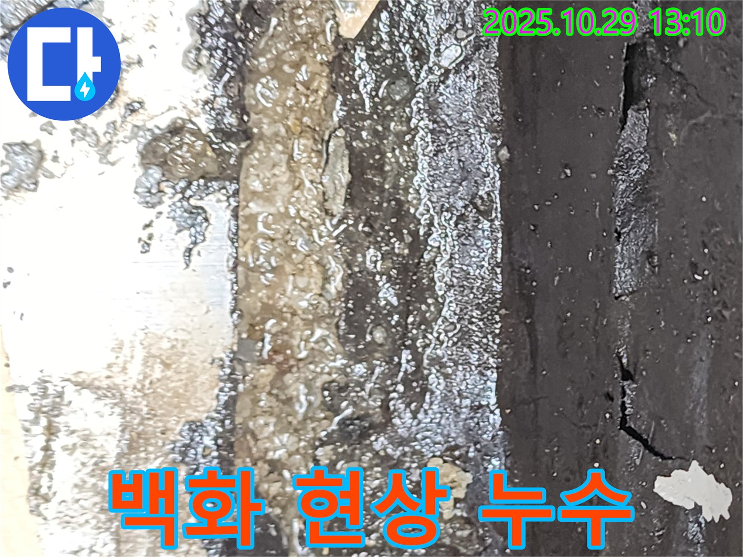 주차장 천장 누수 - 백화 현상 진행