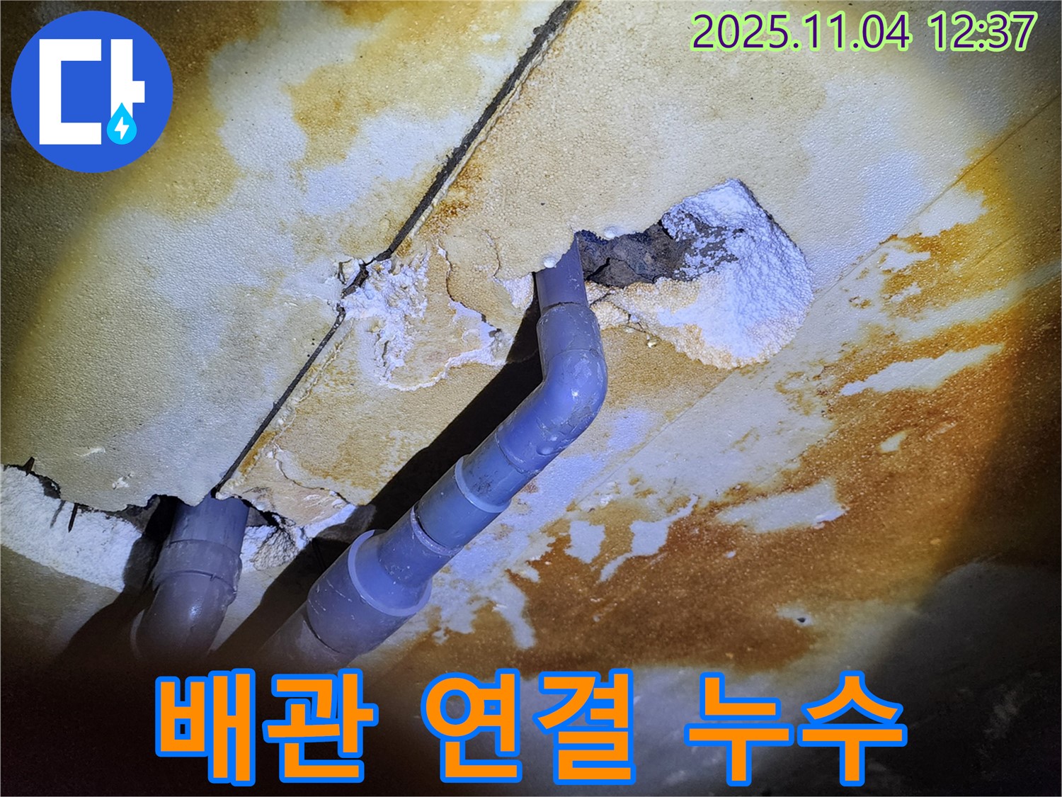 이동교리 누수 - 천장 배관 연결 부위 누수 문제 발견