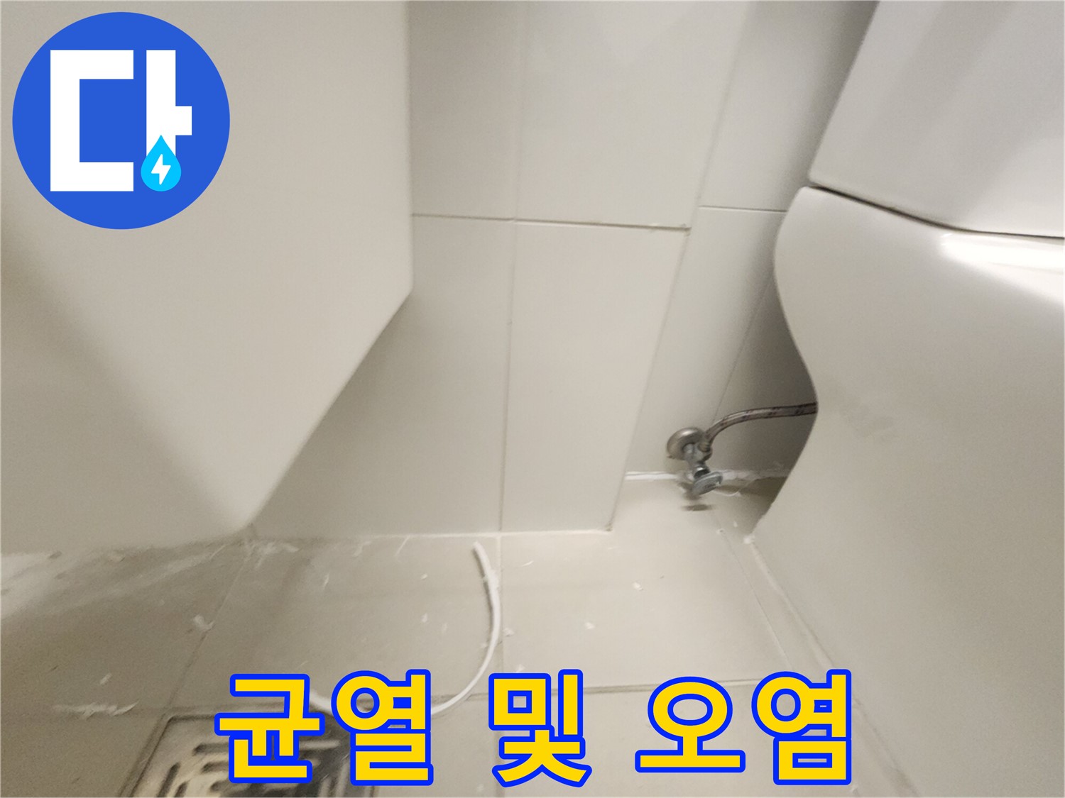 사우동 변기 하부 백시멘트 균열 및 오염 상태 사진
