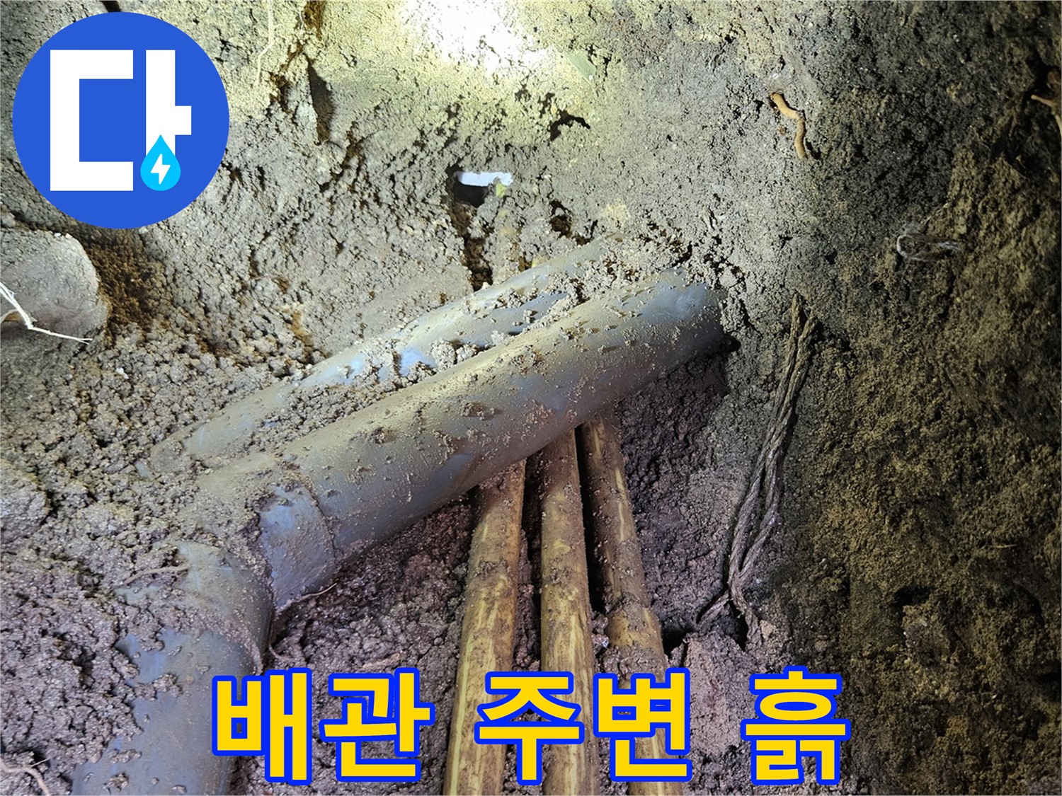회정동 20통 누수 - 흙에 묻힌 배관 주변 꼼꼼하게 정리 후 누수 확인