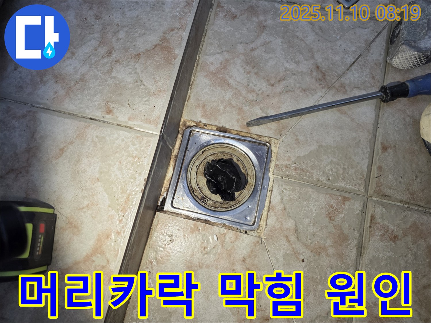 배수구 - 머리카락 뭉치