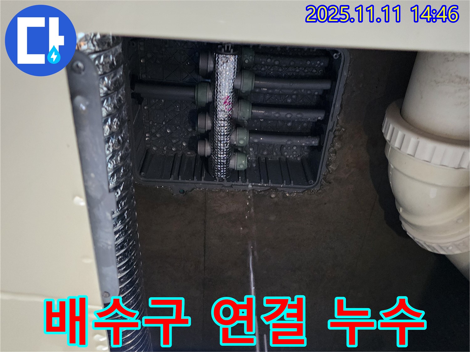 싱크대 누수 - 배수구 연결 부위 확인
