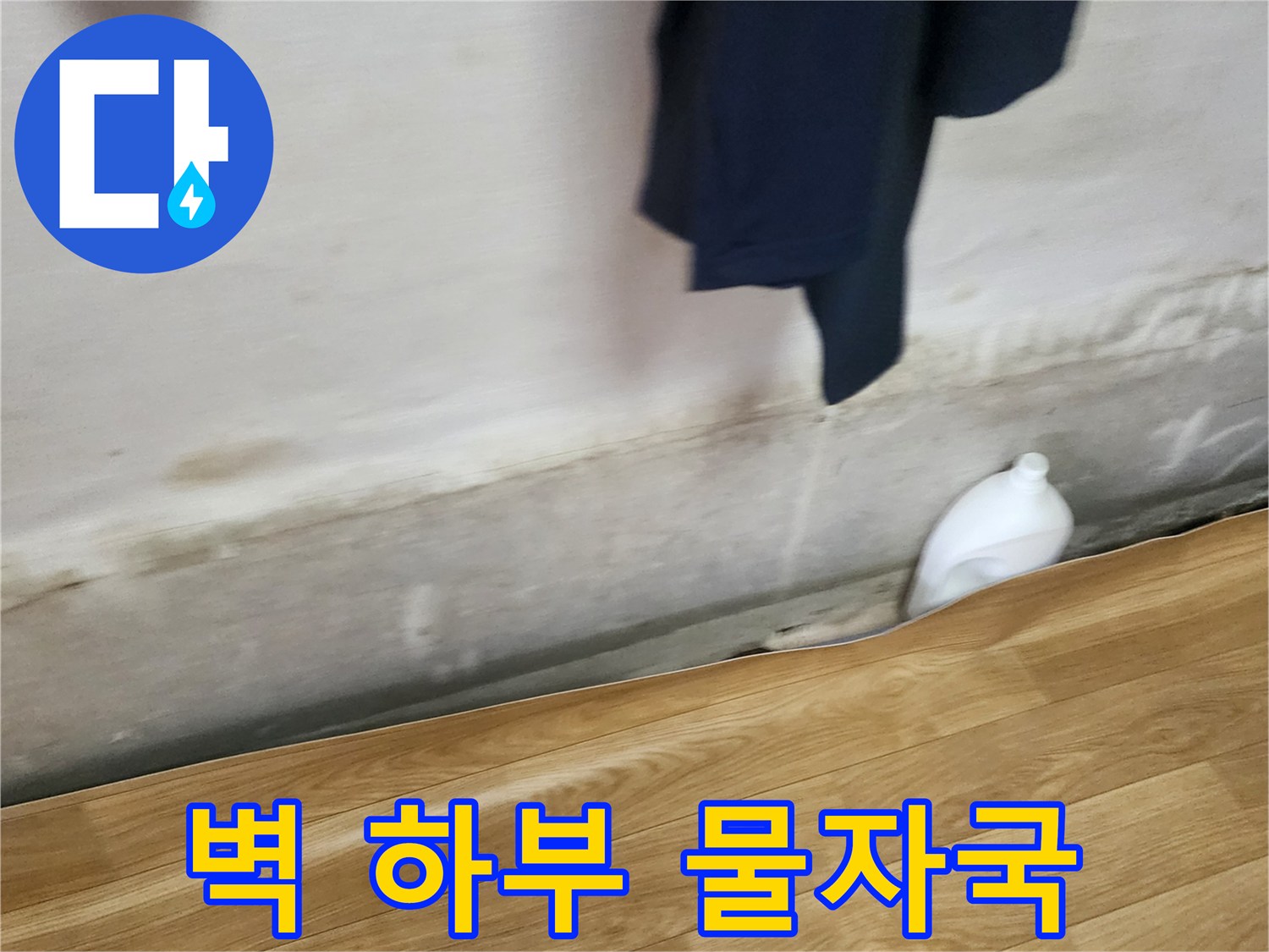 무봉리 현장 사진-물기가 스며든 벽면 하단