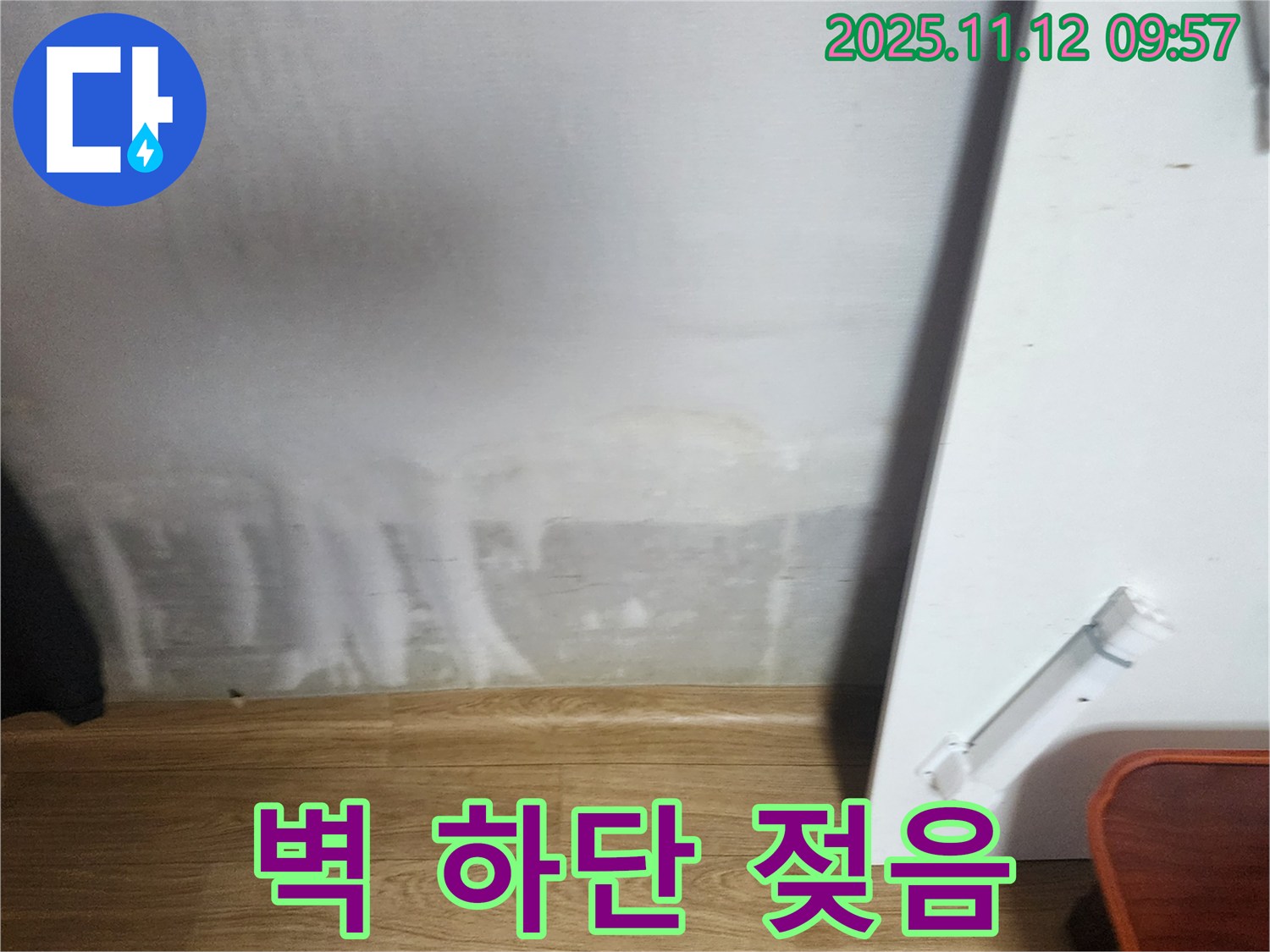 벽 하단 젖음 - 장판 들뜸 - 누수 의심