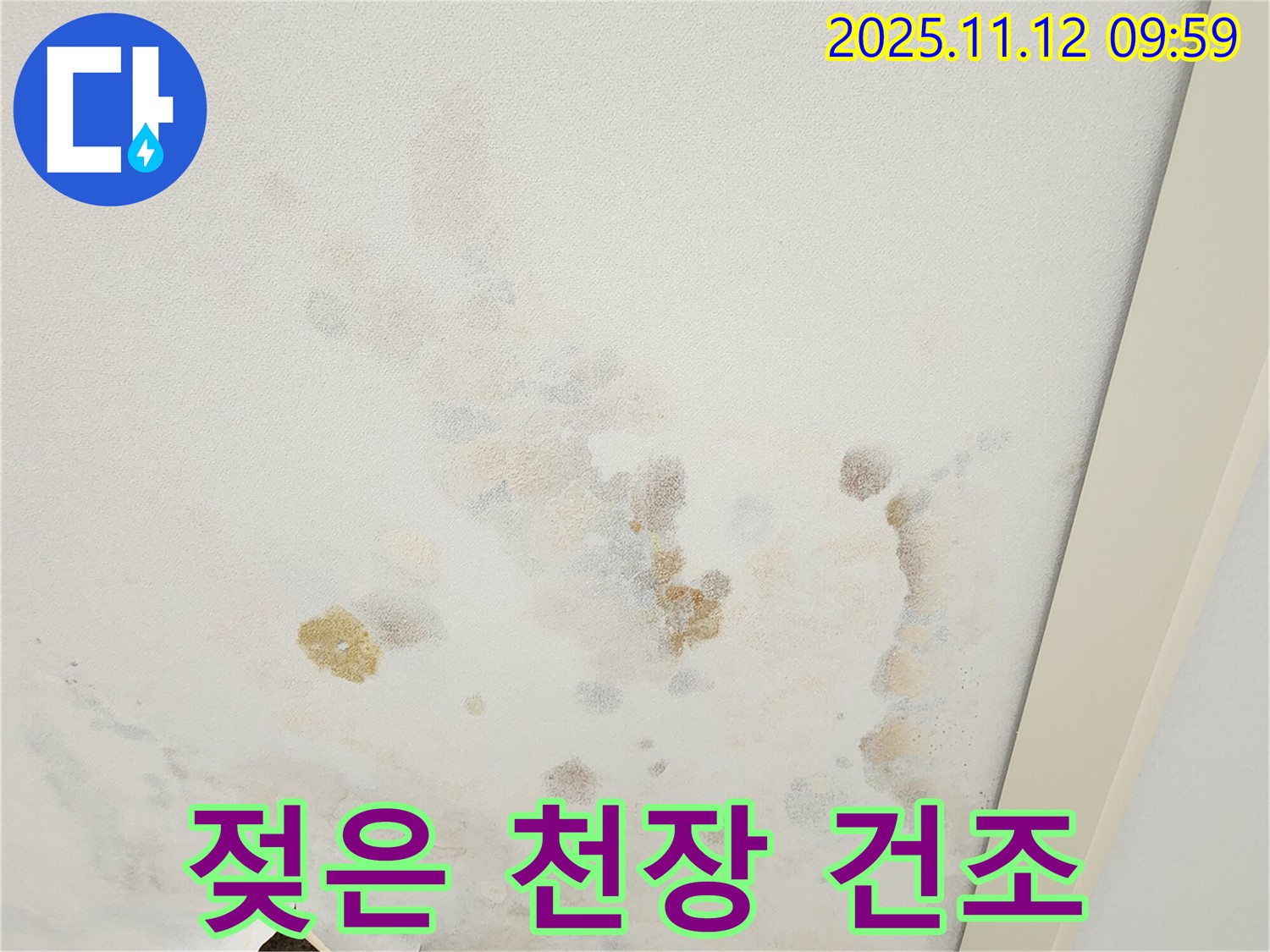 포천 소흘읍 무봉리 누수 현장 - 물에 젖은 천장