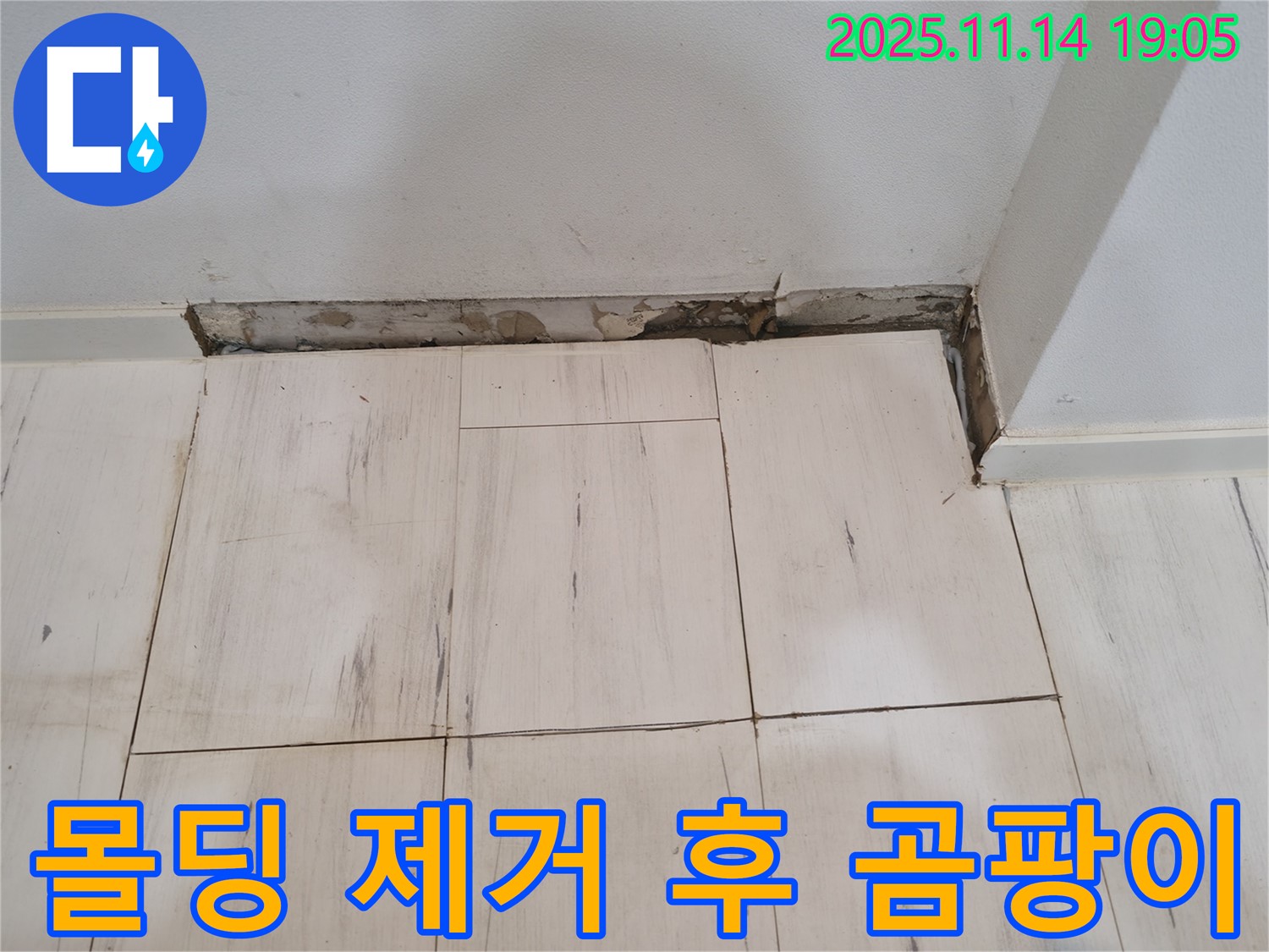 몰딩 제거 후 곰팡이 제거 - 깨끗하게