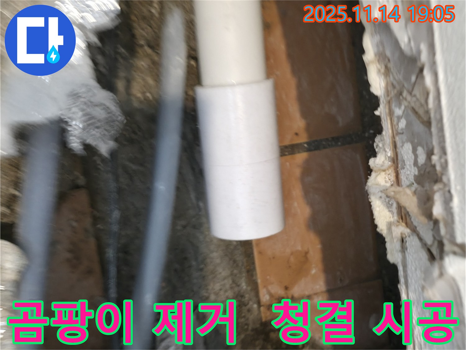 배관 연결 부속 주변 - 곰팡이까지 깨끗하게!