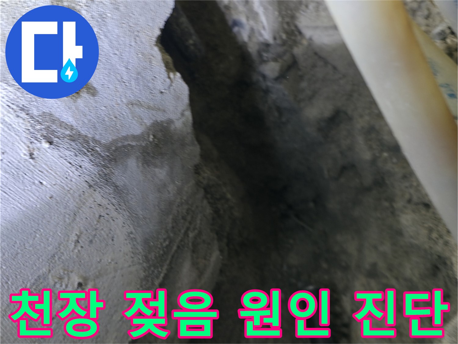 천장 젖음의 원인을 - 꼼꼼하게 진단하는 모습입니다.