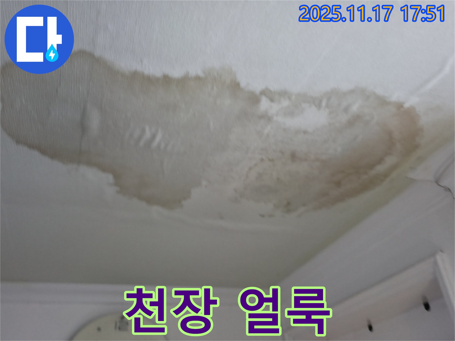 대림동 현대1차 아파트 천장 얼룩 - 누수 흔적
