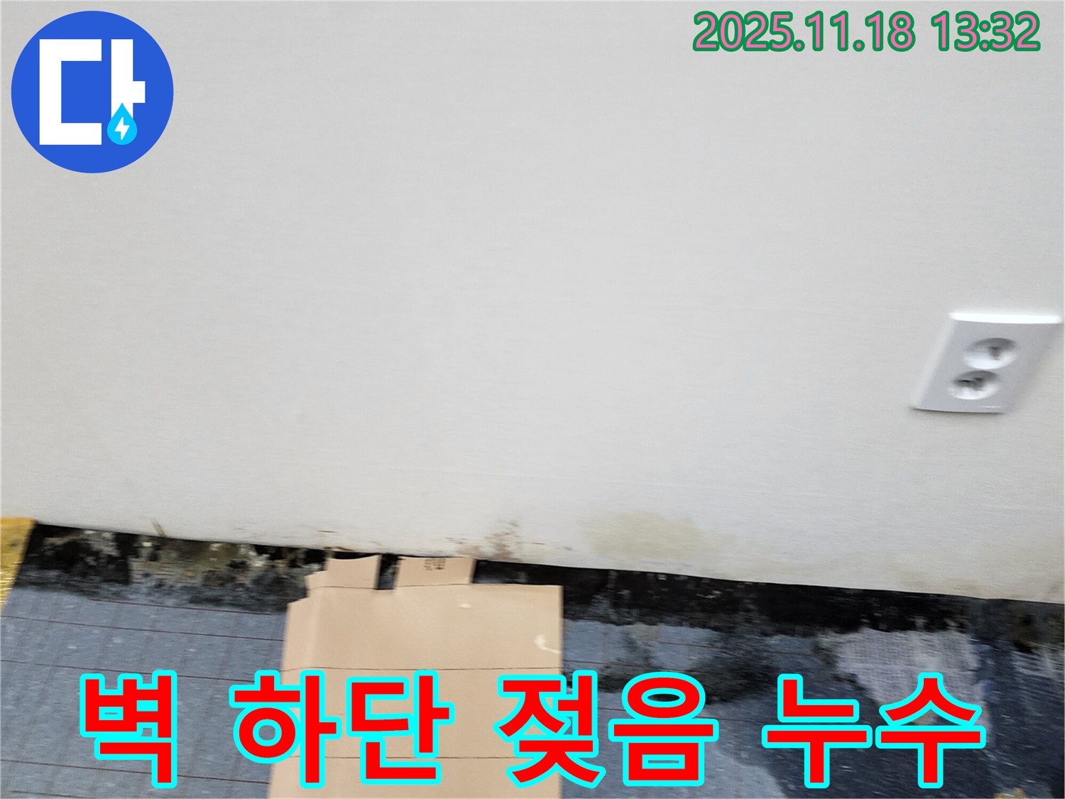 벽 하단 - 젖음 - 장판 밑 누수 의심