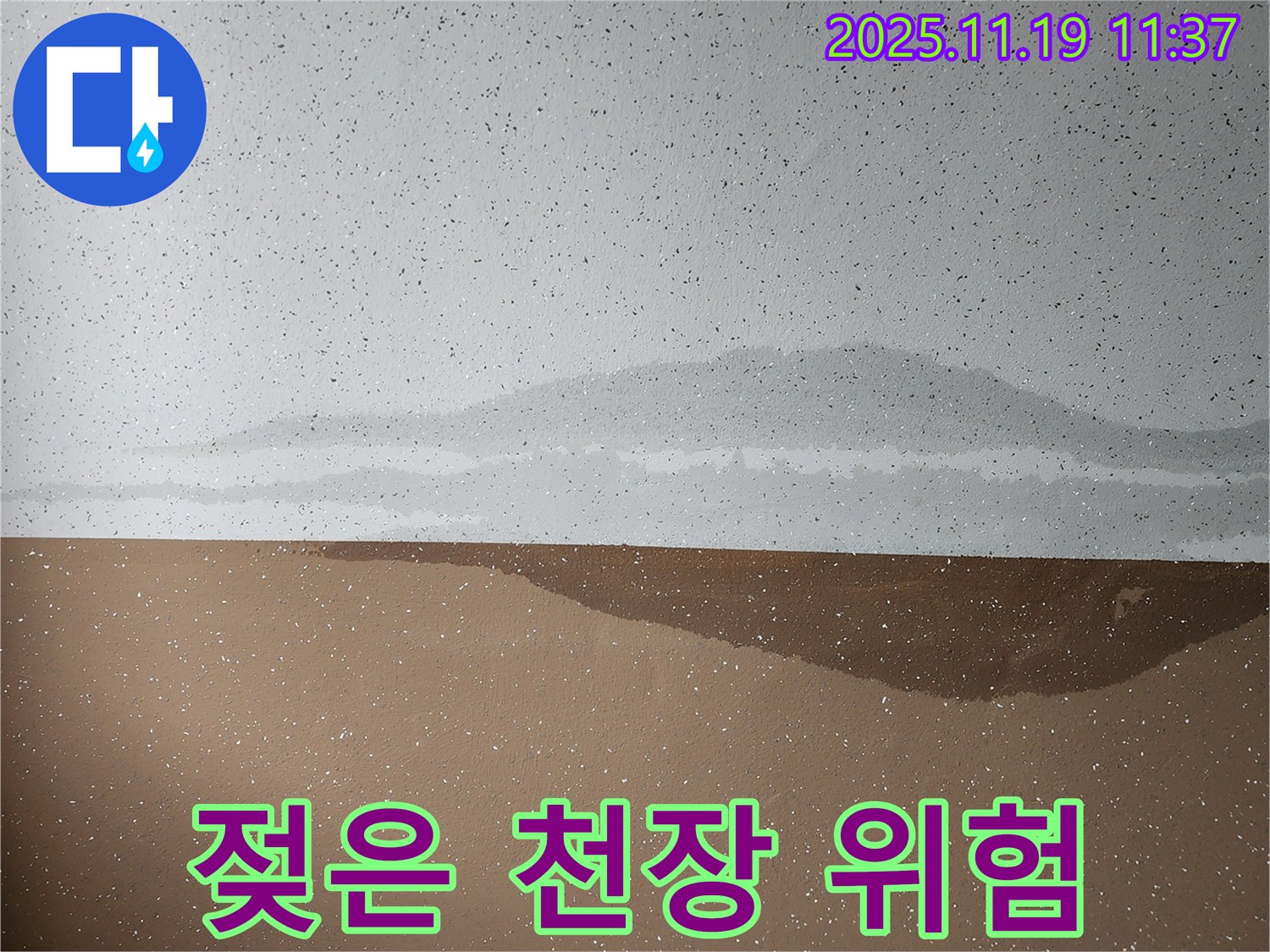 젖은 천장 - 전기 합선 위험 - 안전 점검