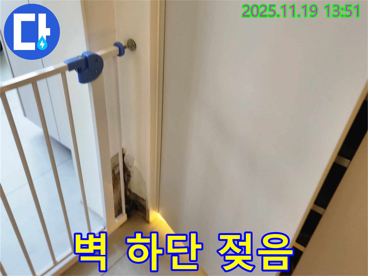 벽 하단 젖음 - 누수 초기 의심