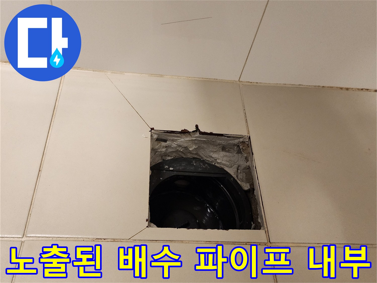 타일-제거-후-확인된-배관-접합부