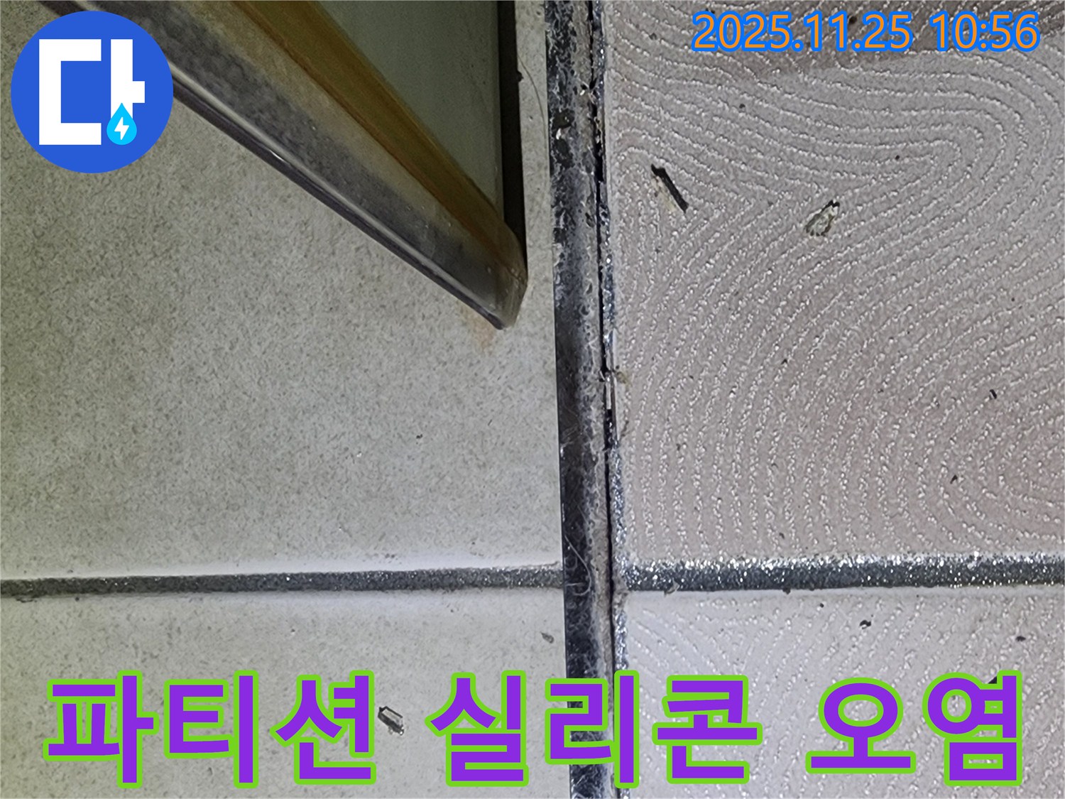 샤워 파티션 하단 실리콘 오염 - 곰팡이와 물때 - 누수 의심