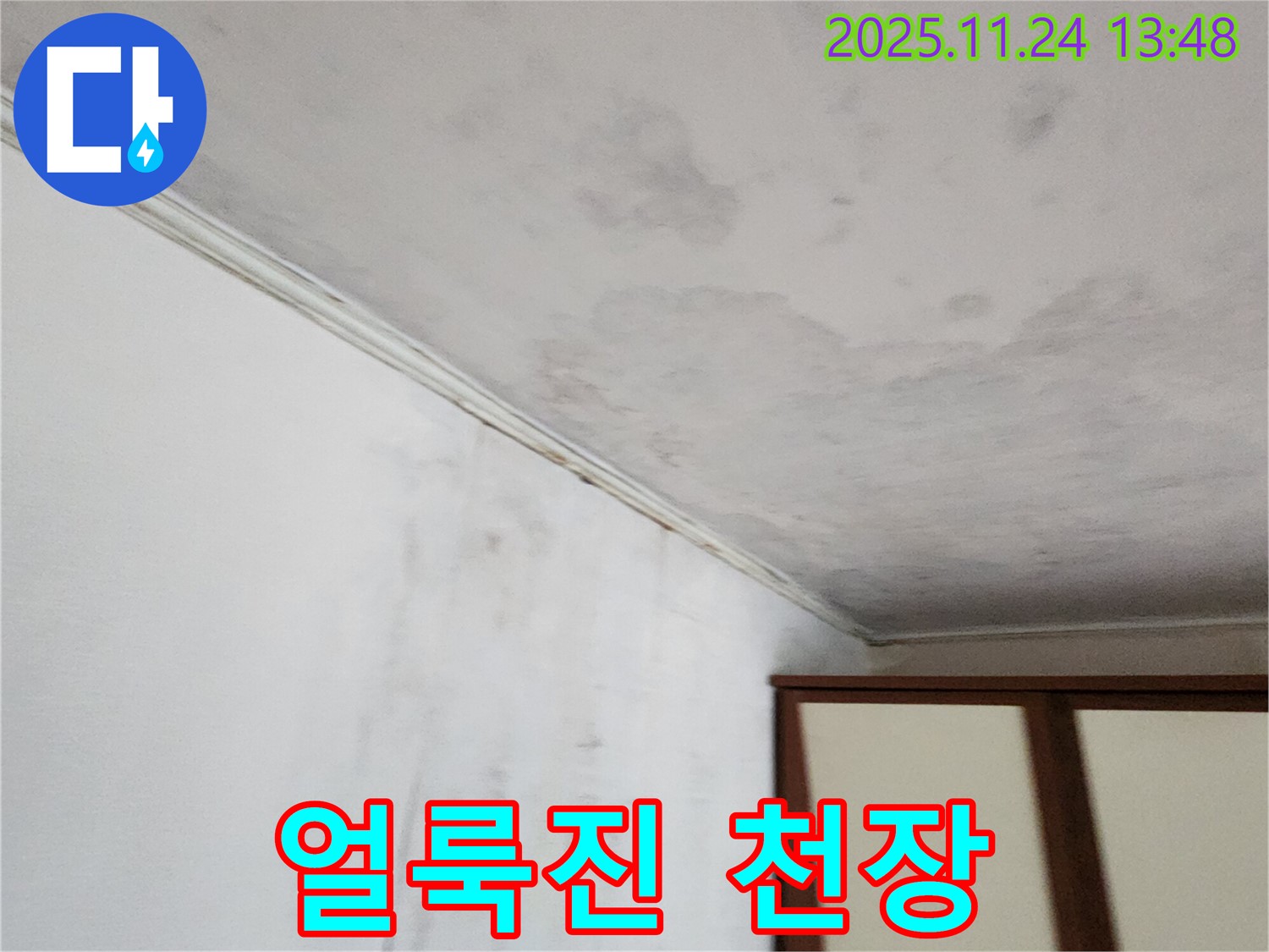 얼룩진 천장 - 누수 흔적 - 초기 대응 중요