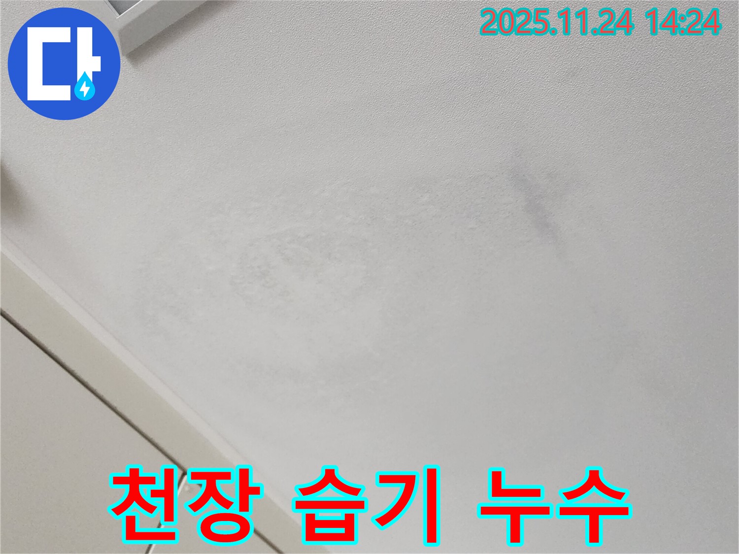 천장 습기 - 누수로 인한 습기 발생