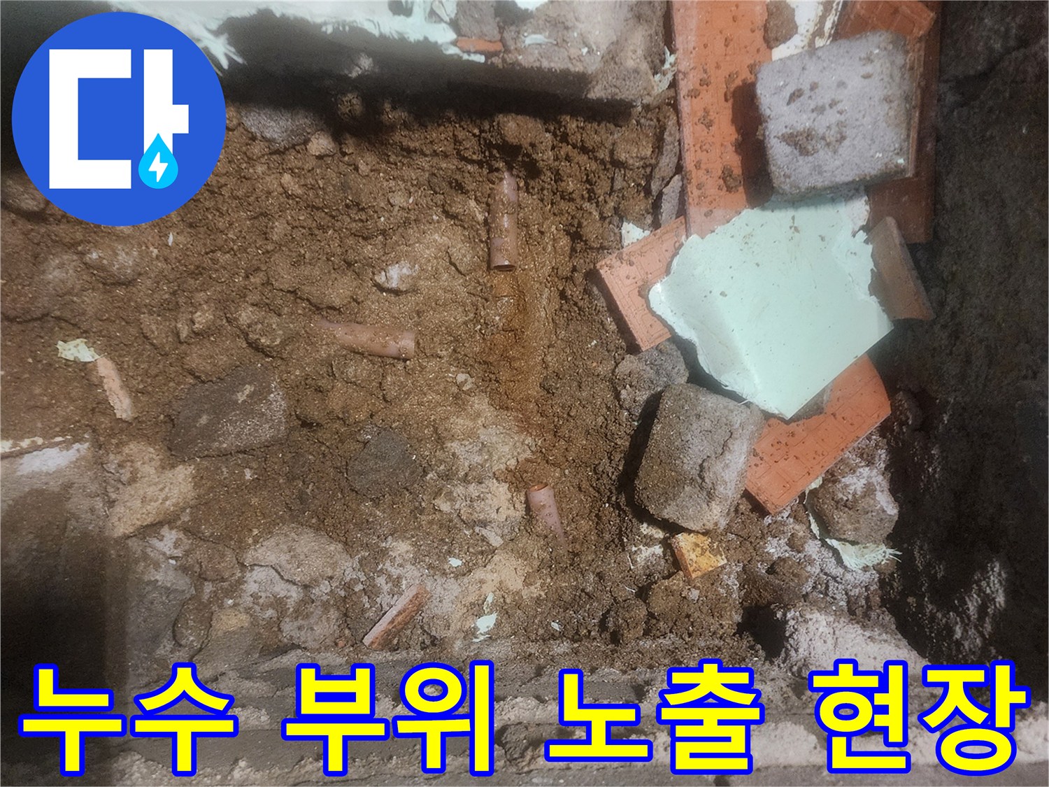 배관-주변의-젖은-흙과-잔해물들