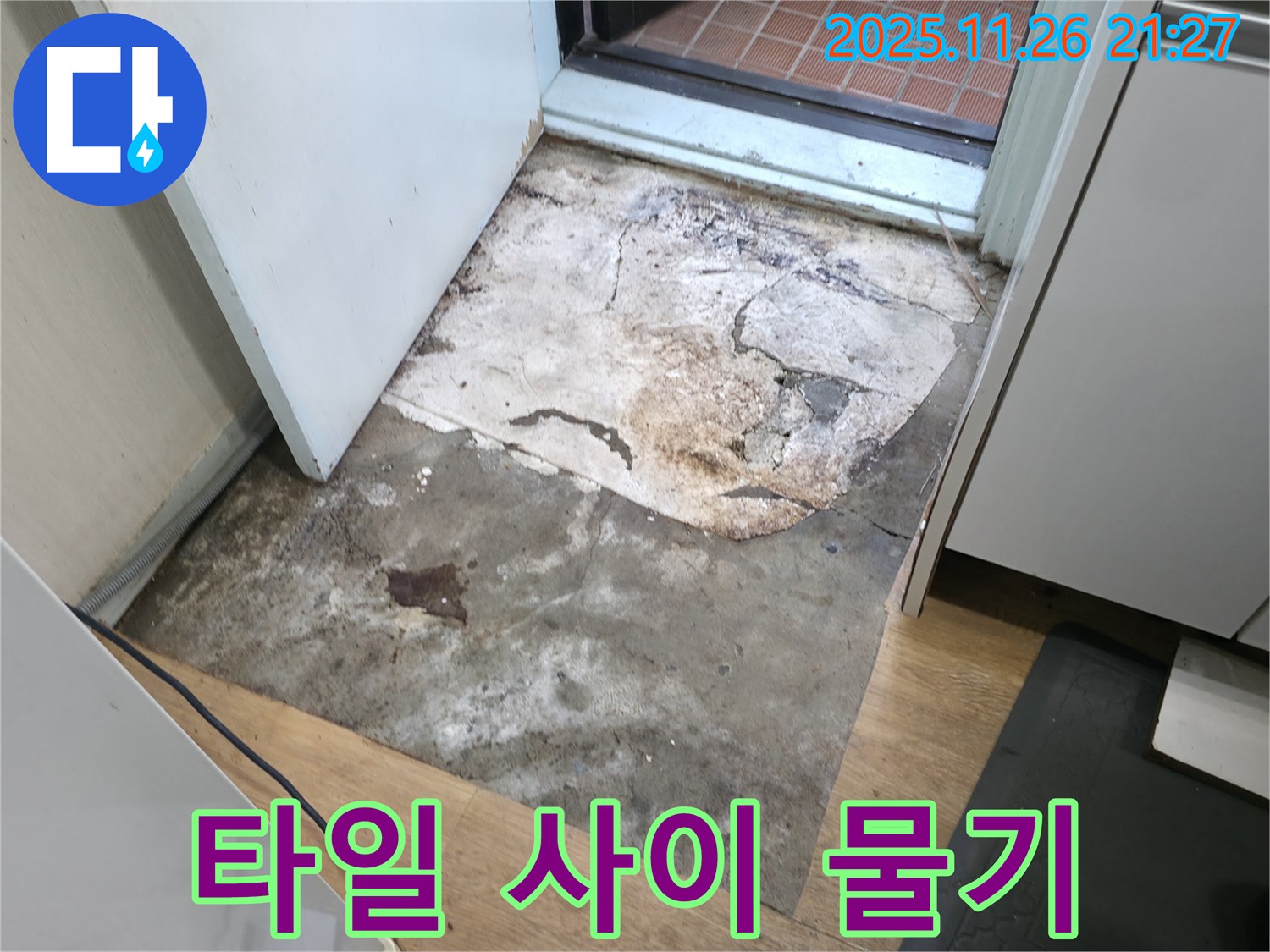 서초2동 현관 타일 사이 물기 - 누수 진행 중