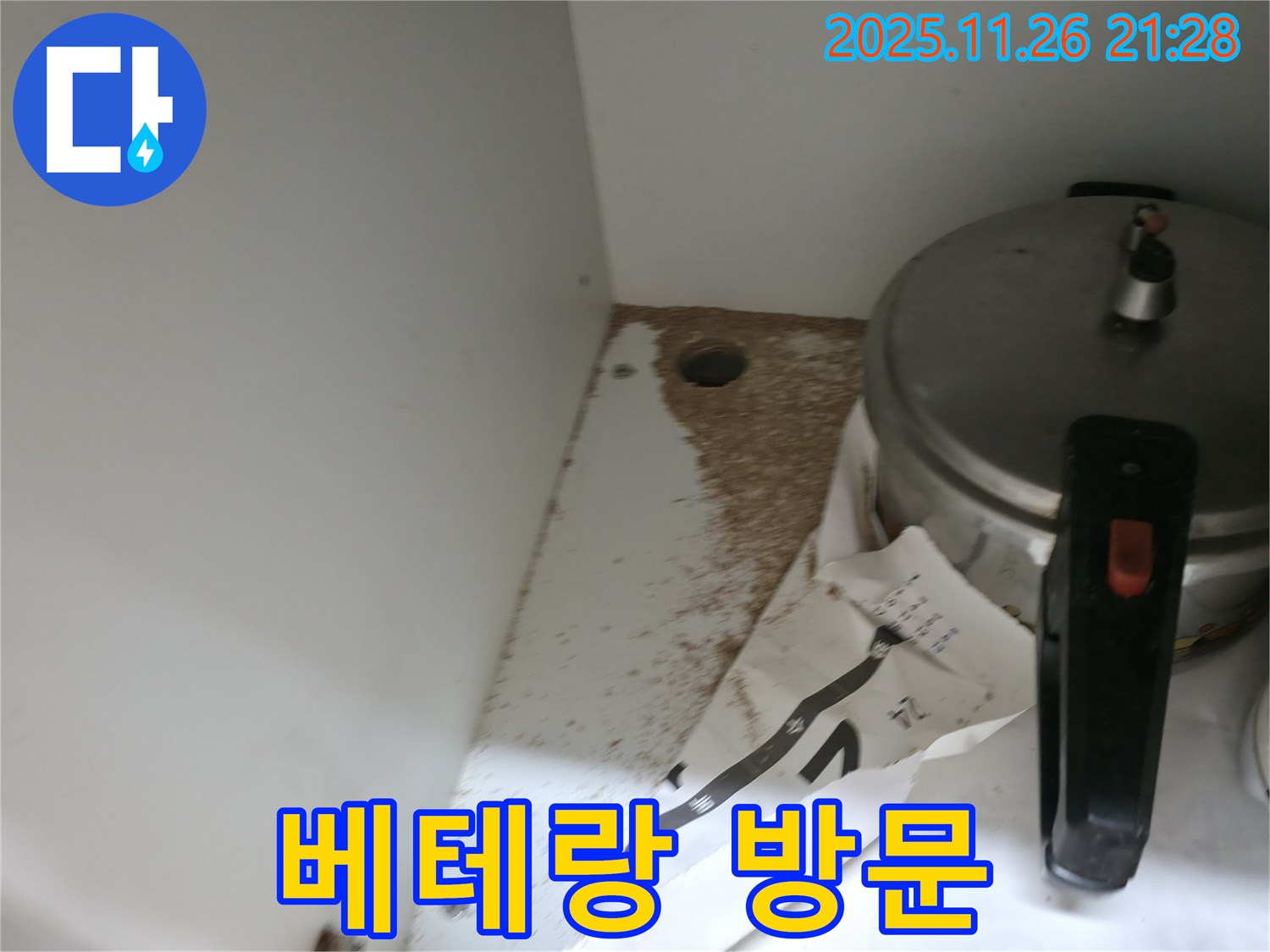 싱크대 누수 - 톱밥 - 베테랑 기술자 - 직접 해결