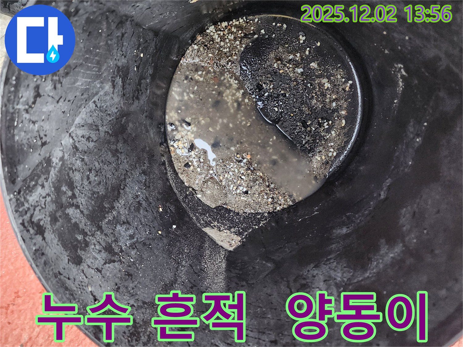양동이에 고인 누수 물 - 누수 심각성 판단