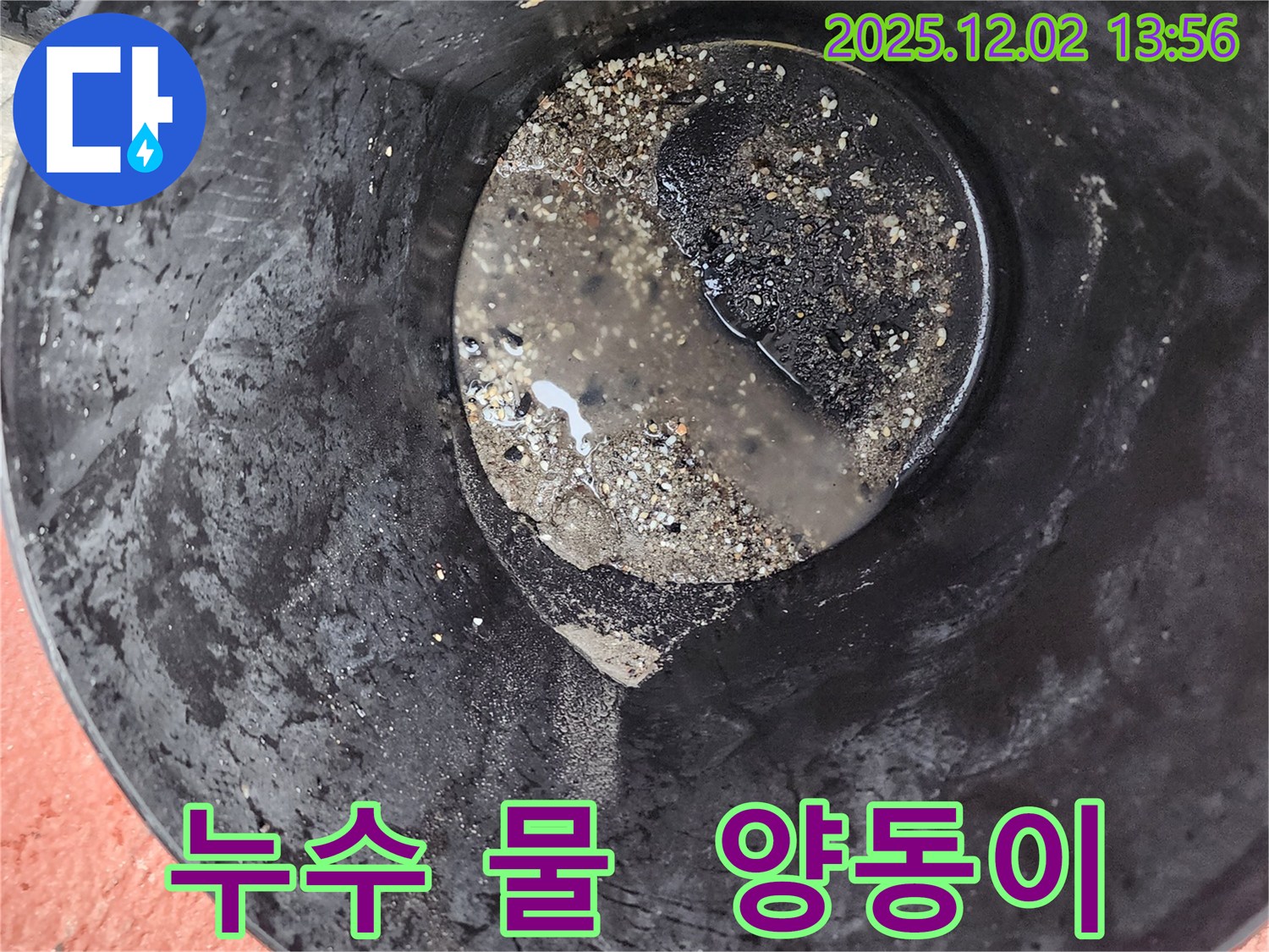 양동이에 담긴 누수 물 - 누수 심각도 측정
