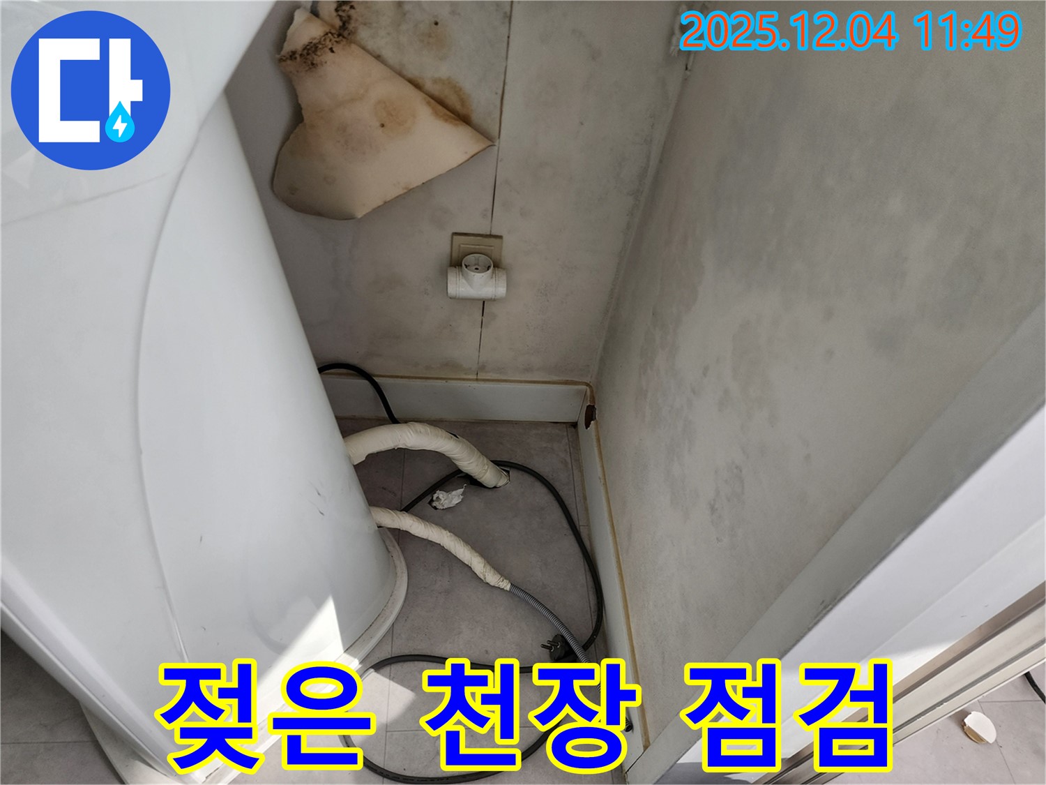 일동면 젖은 천장 - 안전 점검 최우선, 전기 위험!