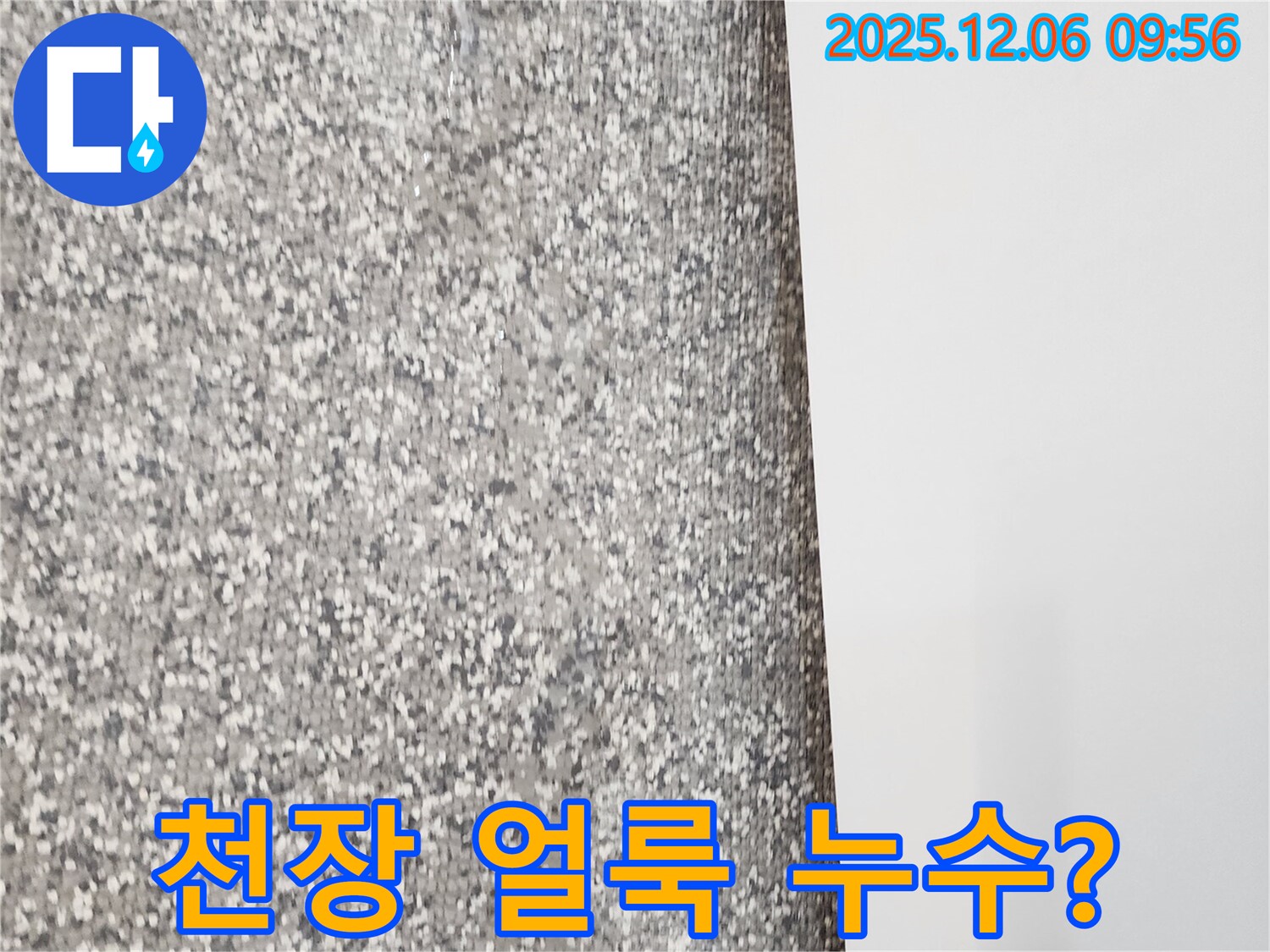 천장 얼룩 - 누수 가능성을 의심하고 전문가에게 문의하세요.
