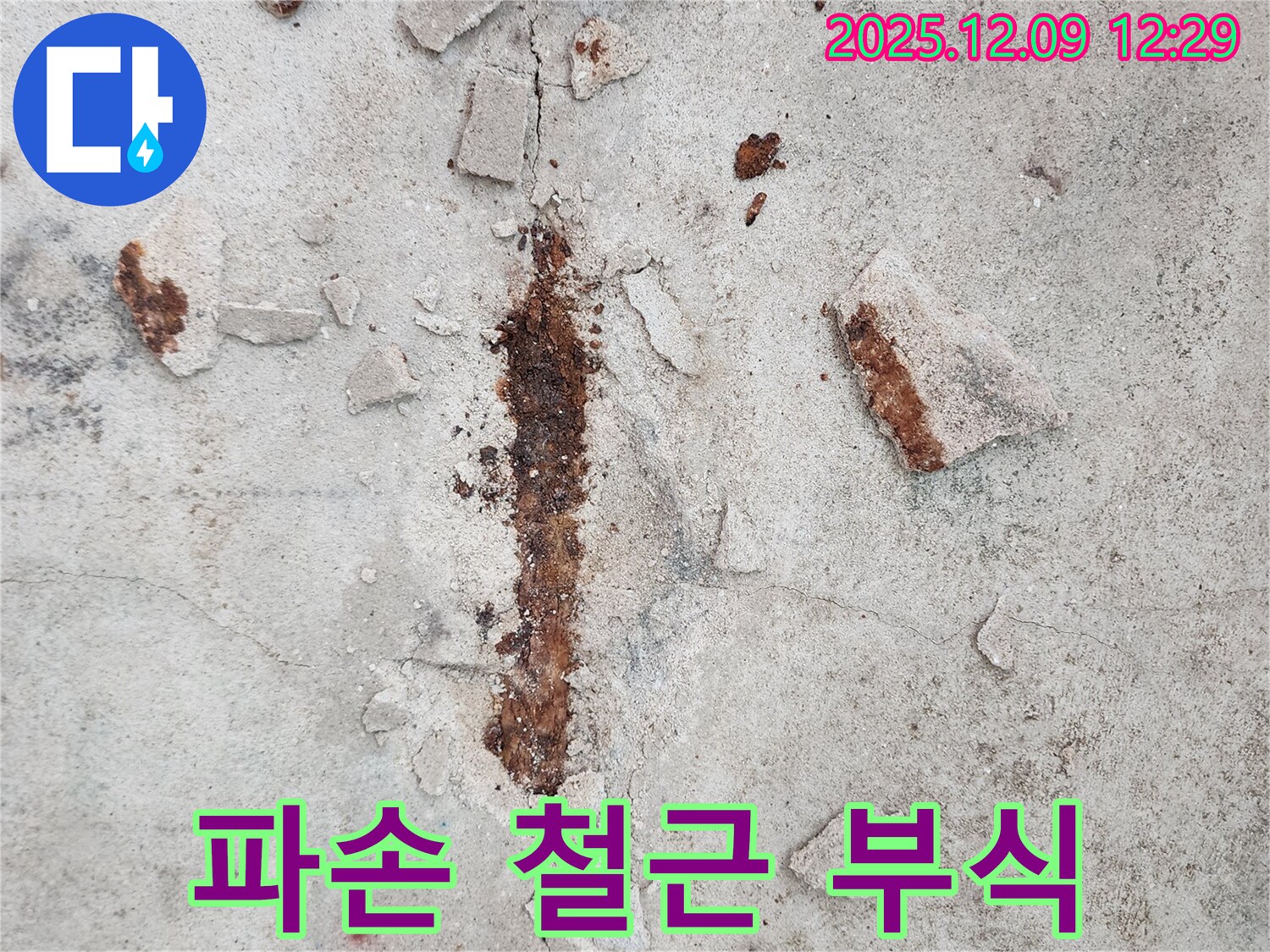 콘크리트 파손 - 철근 부식으로 인한 건물 안전 문제