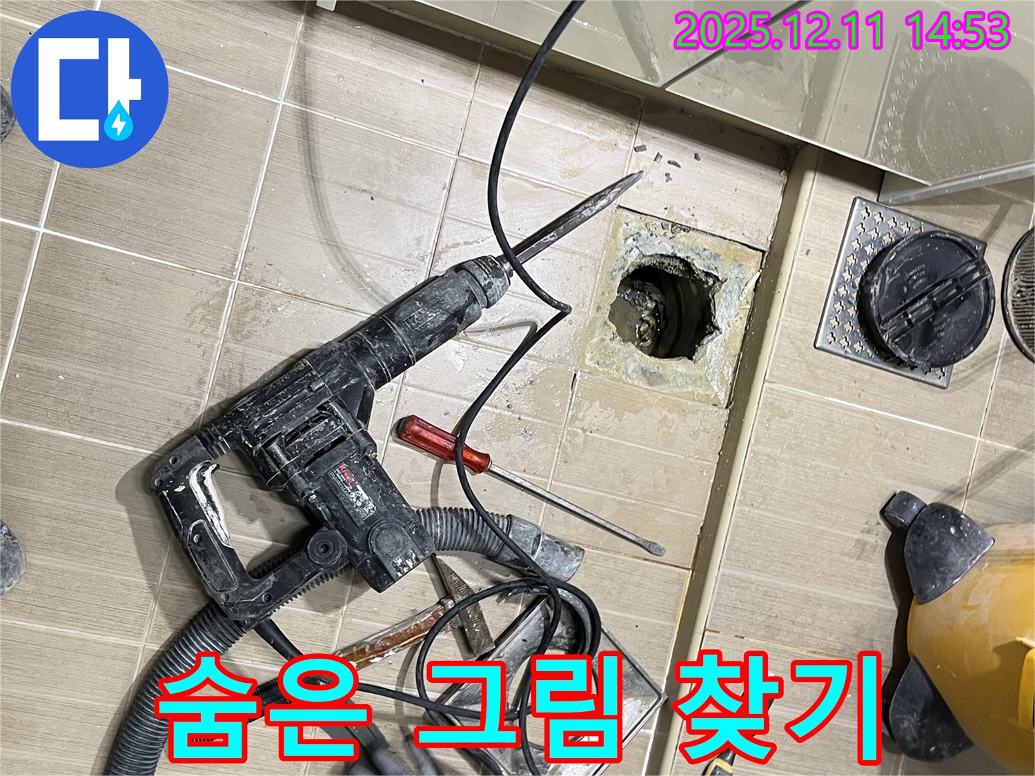 욕실 바닥 타일 아래 - 숨은 그림 찾기 대작전!