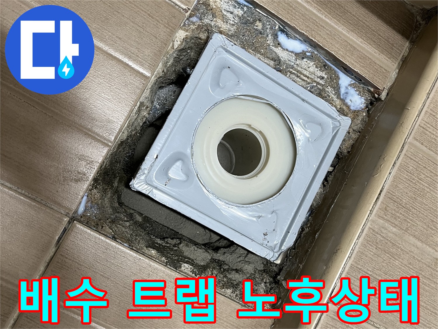 하수구 주변-타일 사이 물 고임 확인
