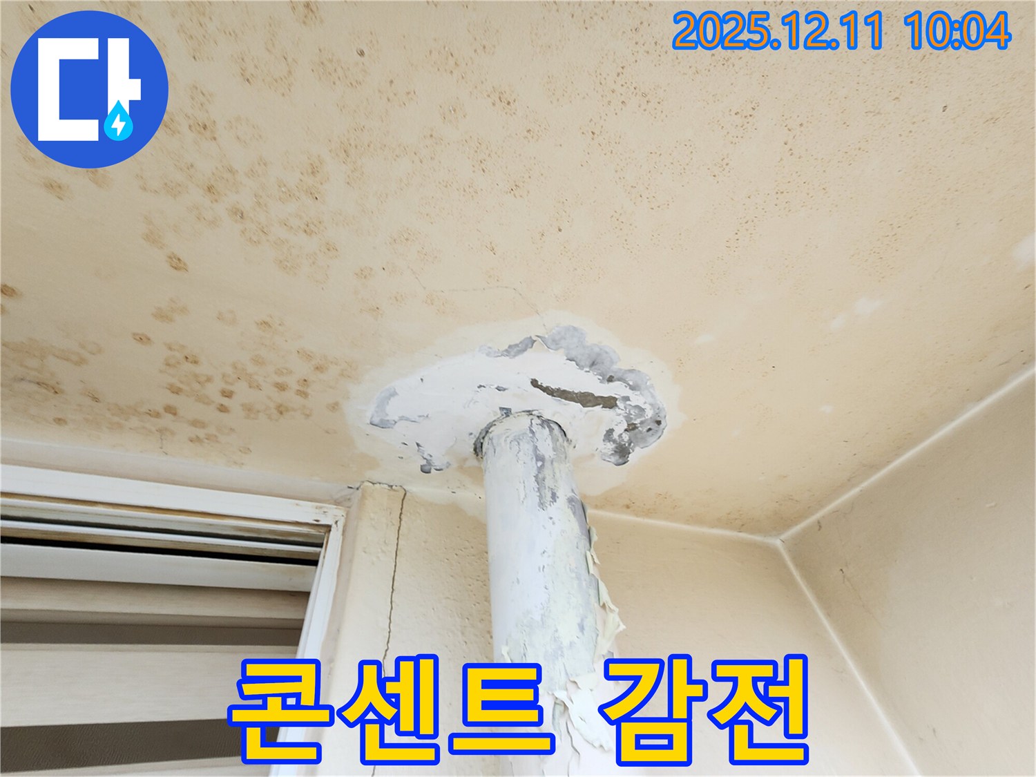 곰팡이 천장 - 전기 콘센트 주변! 감전 위험!