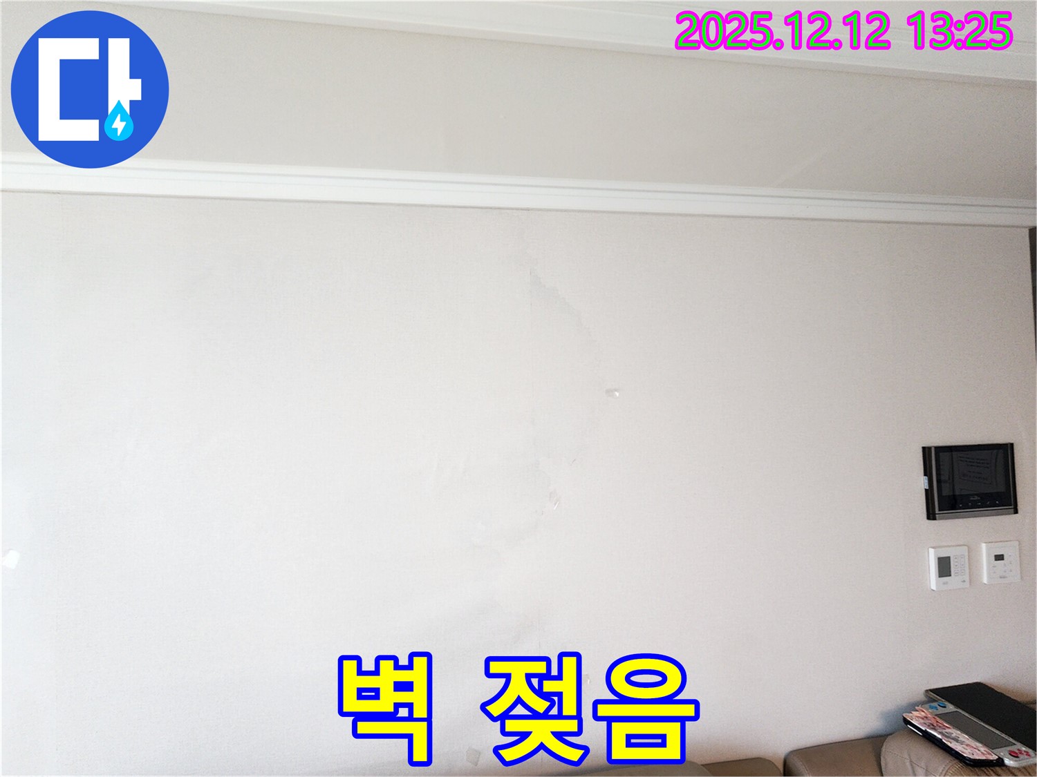 벽면 젖음 - 누수 탐지 필요